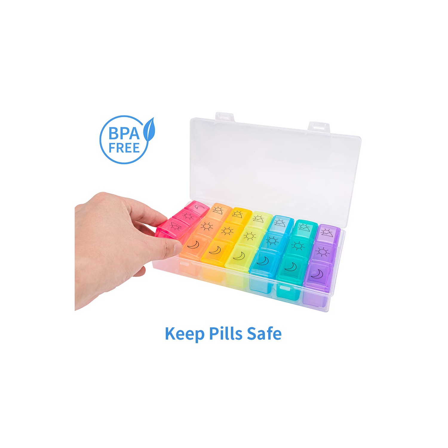 Weekly Pill Organizer 3 Times A Day Medication Case 7 Day Pill Box Vitamin Pill Case