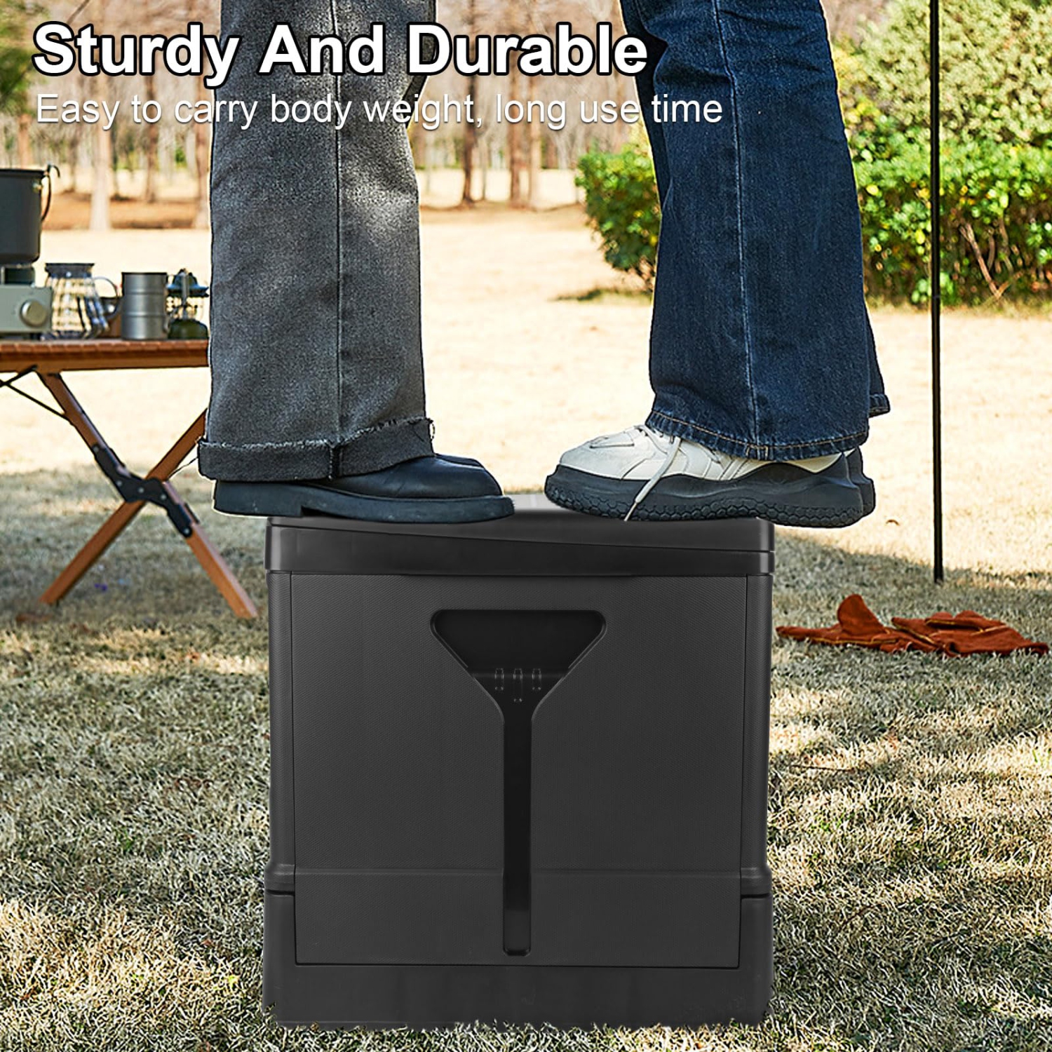 Toilettes portatives Camping Petit pot portatif avec couvercle Toilette pliante de voyage pour randonnée Voiture Bateau Plage Tente - Noir