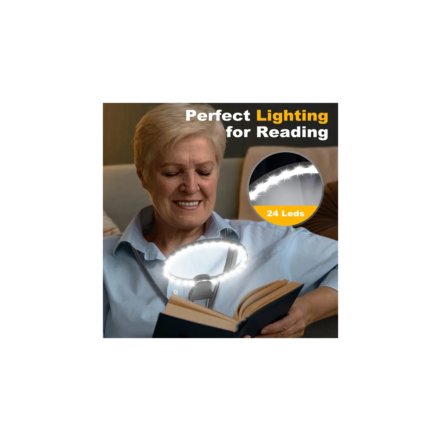 Loupe avec lumière, loupe 5x mains libres avec support, loupe large pour aînés Lecture couture