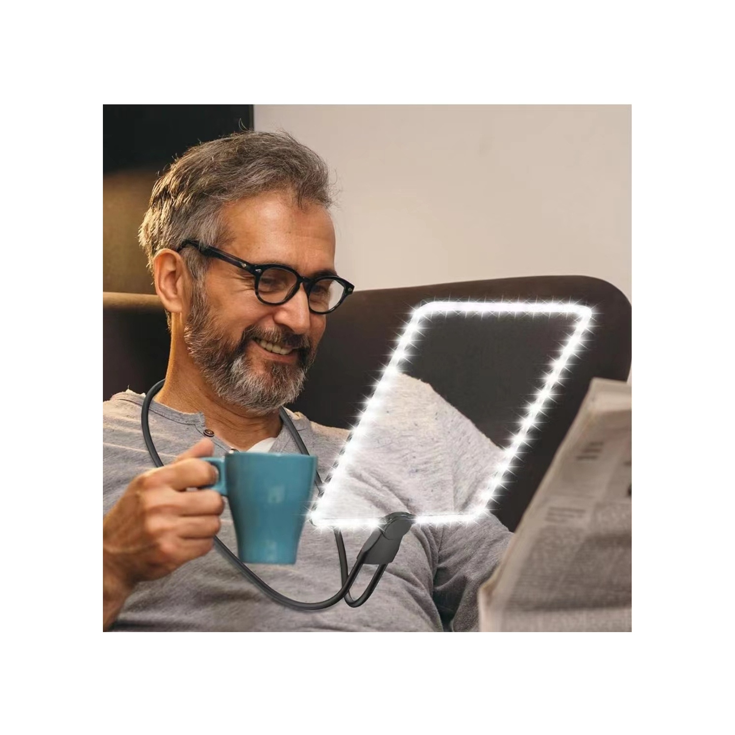 Hand-Free Magnifying Glass with Light,Neck Wear Large Magnifier,Flexible Gooseneck Magnifier for Elderly Reading Sewing