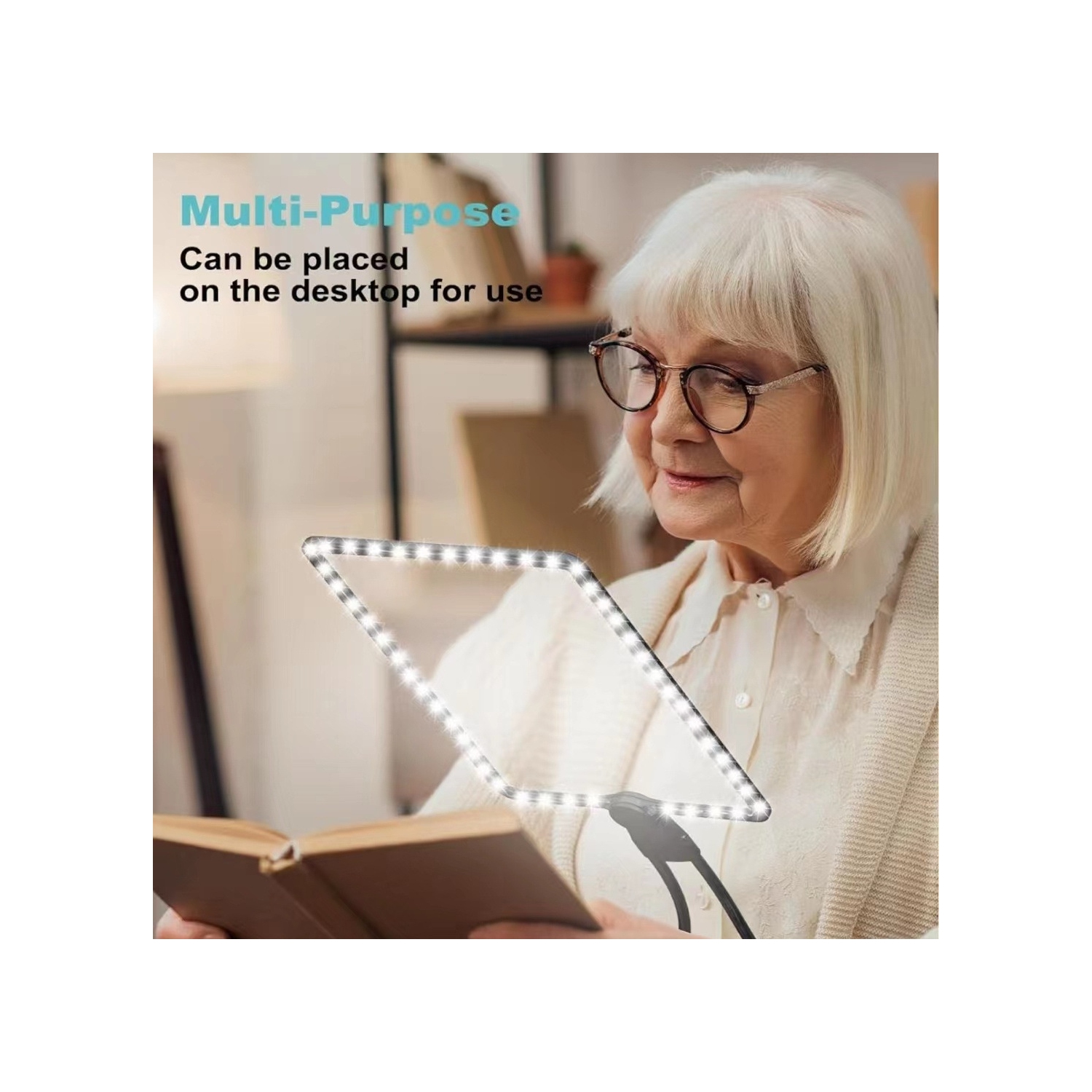 Hand-Free Magnifying Glass with Light,Neck Wear Large Magnifier,Flexible Gooseneck Magnifier for Elderly Reading Sewing