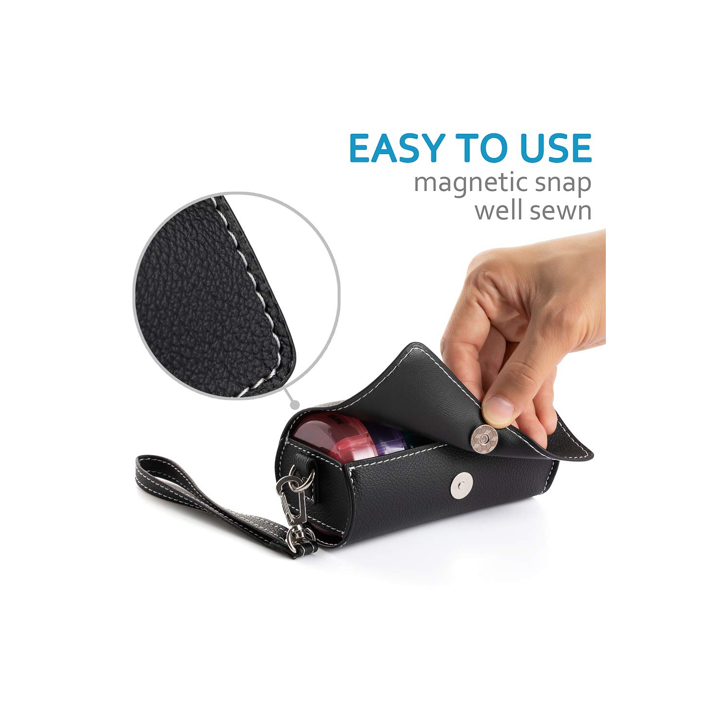 Weekly Pill Organizer Daily Pill Box with PU Leather Case Medicine Organizer 7 Day Pill Container-Colorful