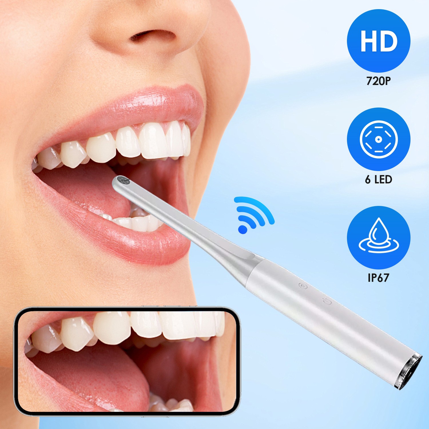 Dental Endoscope HD Caméra intra-orale Caméra intraorale Wi-Fi Caméra dentaire numérique