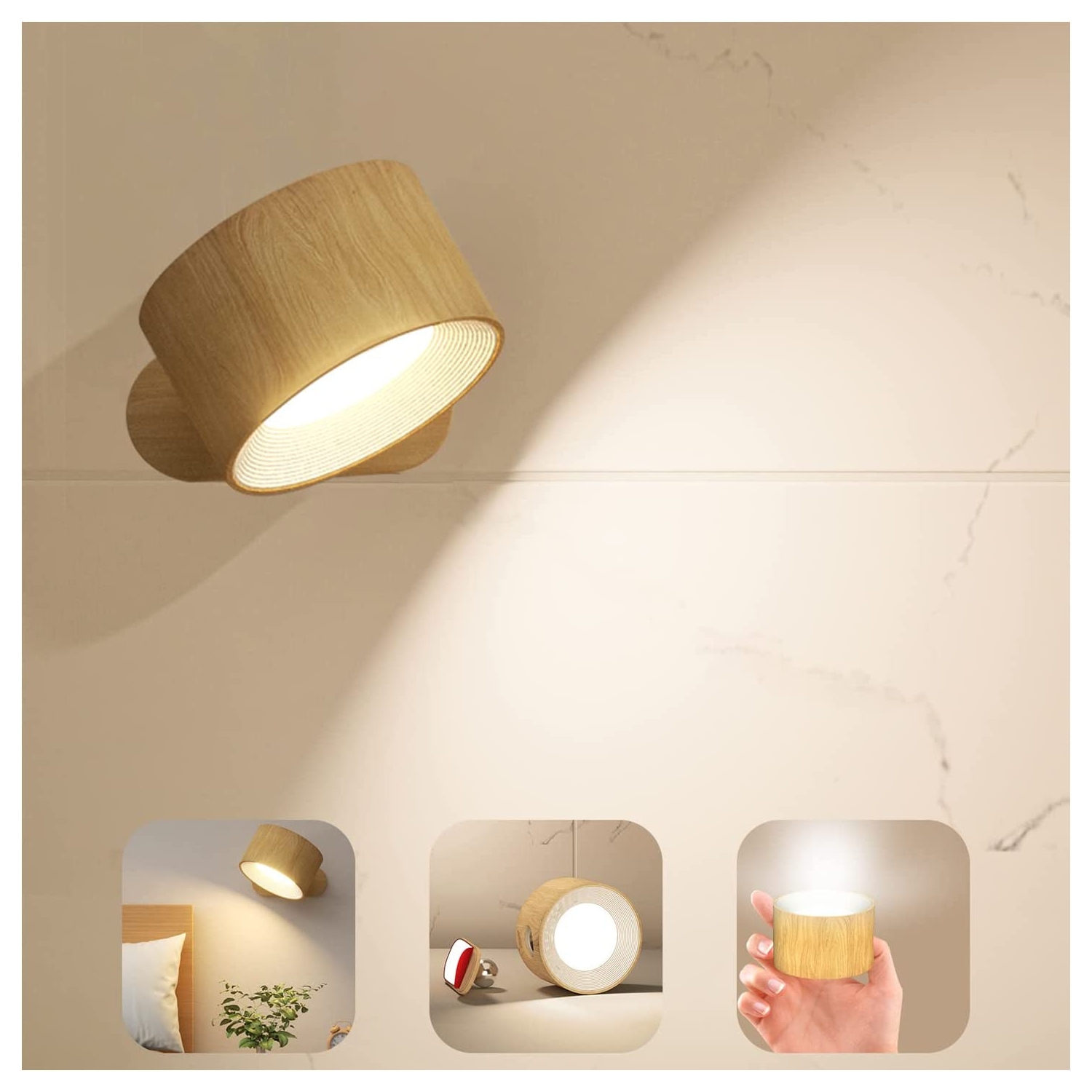 Appliques LED,Applique murale LED rechargeable,Lampe de lecture tactile Veilleuse réglable,Lumières sans fil pour lecture au chevet