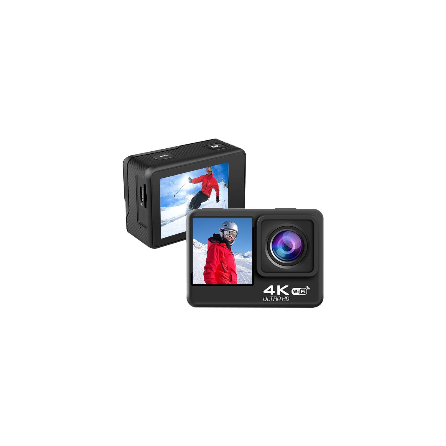 4K Ultra HD WiFi Action Camera Dual Screen EIS Touch Screen Waterproof Remote Control DV Camcorder WiFi Anti-Shake Remote Control for Everyone+32G