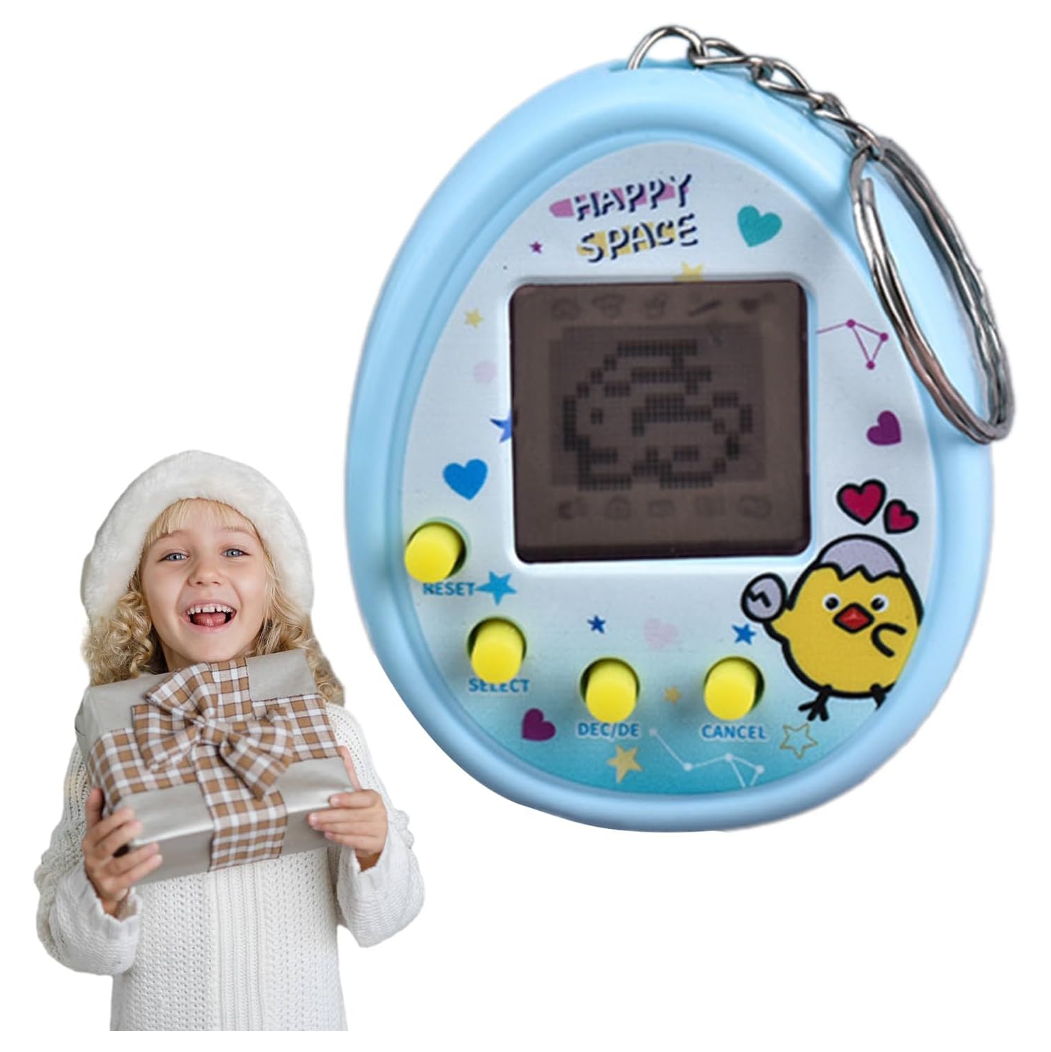 Pet Virtual Machine | Tamagotchi Game with 9 Feeding Modes | Retro Virtual Toy Pet | Retro Portable Game Console - Blue