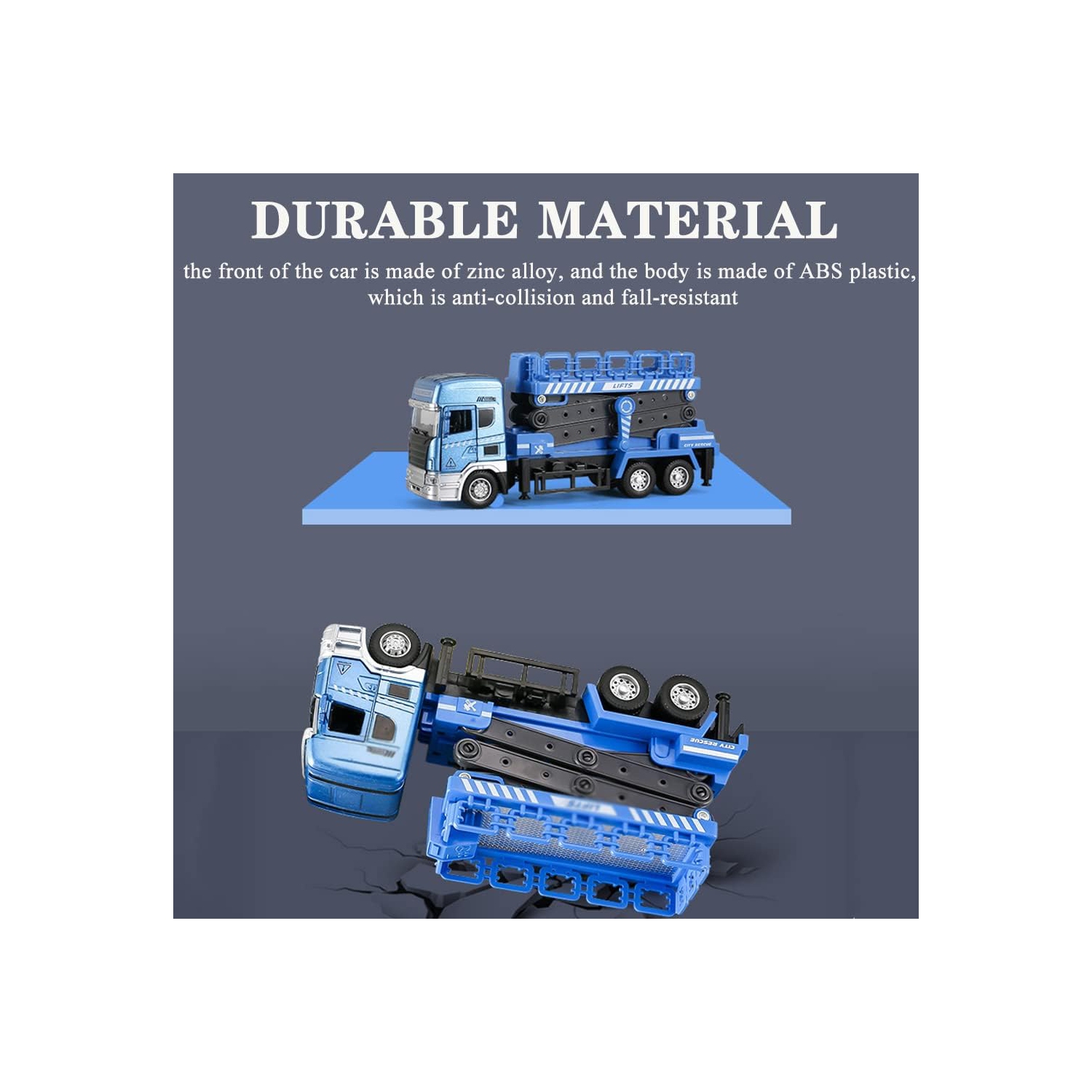 Chariot élévateur à ciseaux miniature pour enfants Véhicule d'ingénierie de levage de godet jouet de réparation de panne routière modèle avec lumière