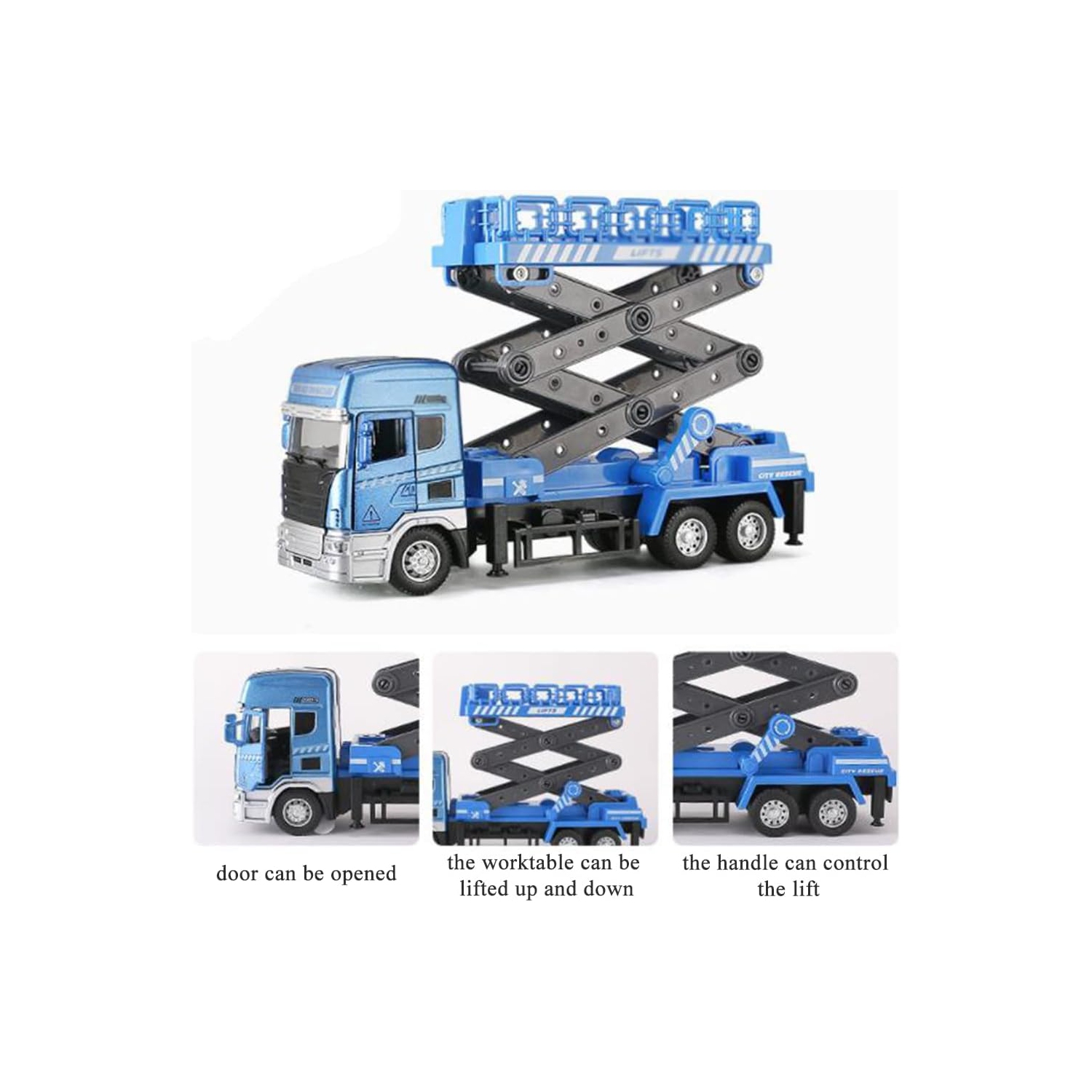 Chariot élévateur à ciseaux miniature pour enfants Véhicule d'ingénierie de levage de godet jouet de réparation de panne routière modèle avec lumière