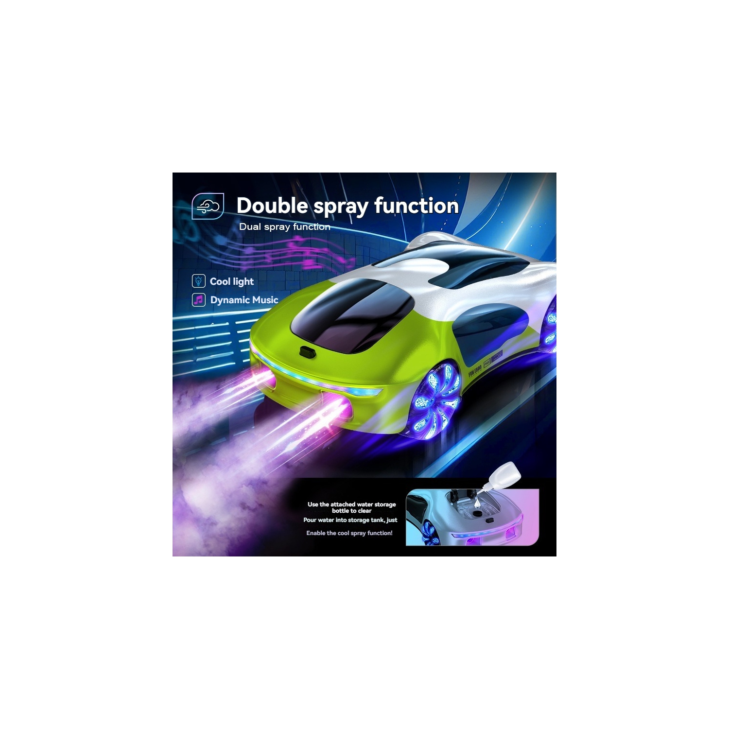 A dazzling remote control stunt car that can rotate 360 ​​degrees and has eye-catching paint, making it a great birthday gift for boys - Green