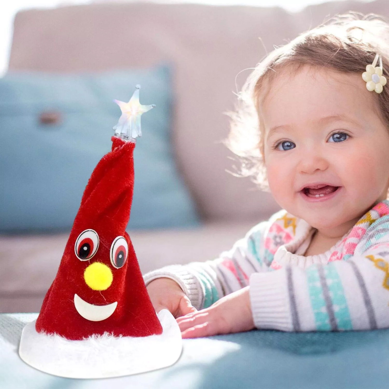 Christmas decoration dancing music electric Santa hat Christmas tree toy - red