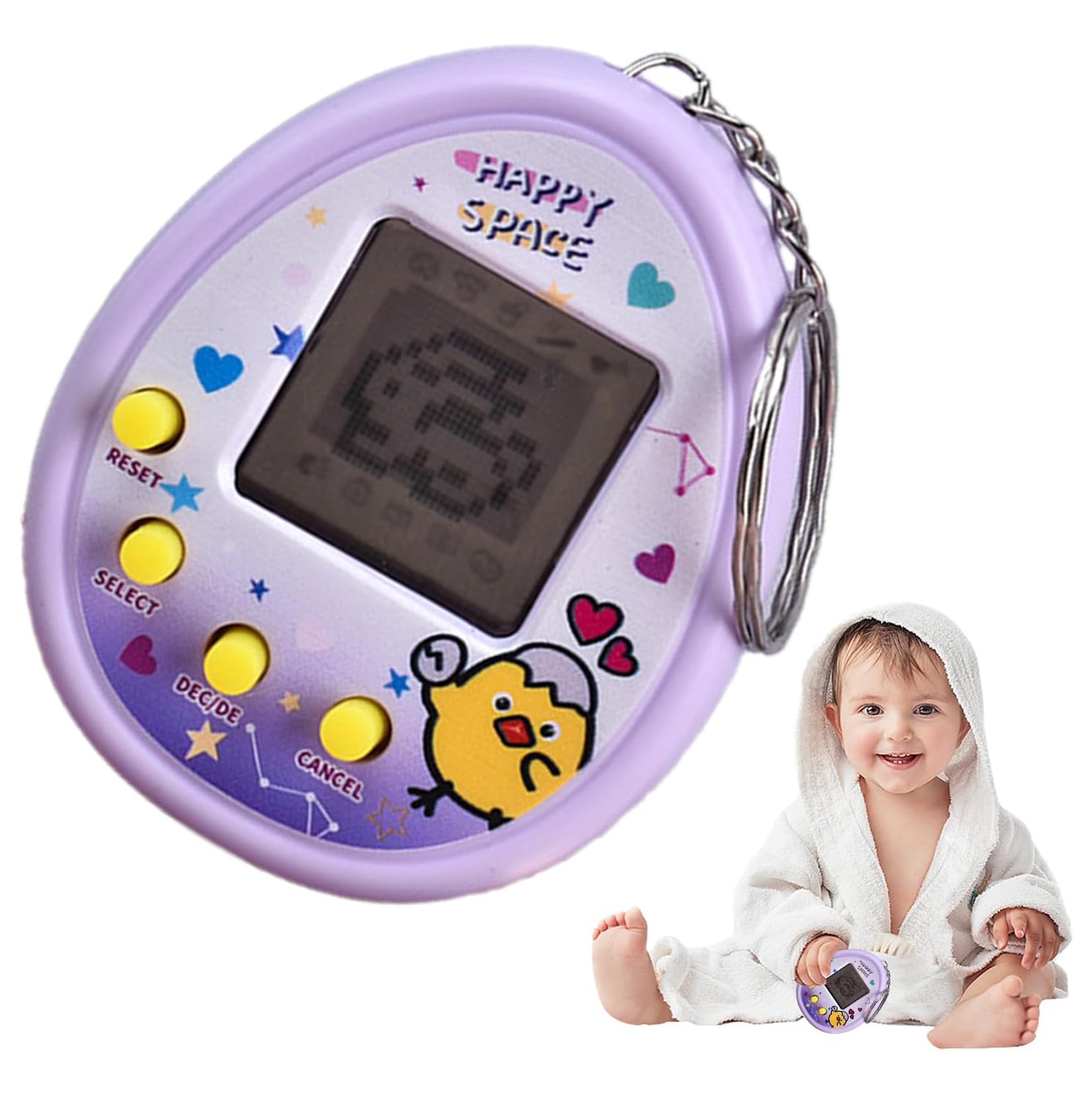 Pet Virtual Machine | Tamagotchi Game with 9 Feeding Modes | Retro Virtual Toy Pet | Retro Portable Game Console - Purple