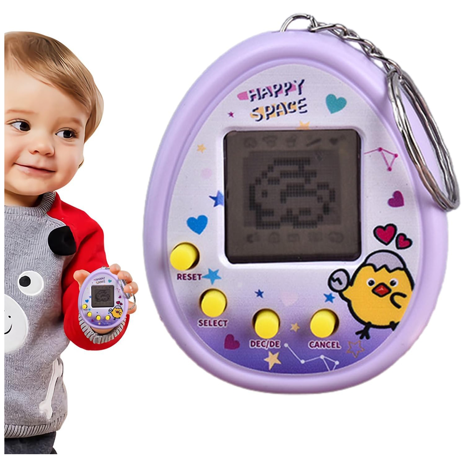 Pet Virtual Machine | Tamagotchi Game with 9 Feeding Modes | Retro Virtual Toy Pet | Retro Portable Game Console - Purple
