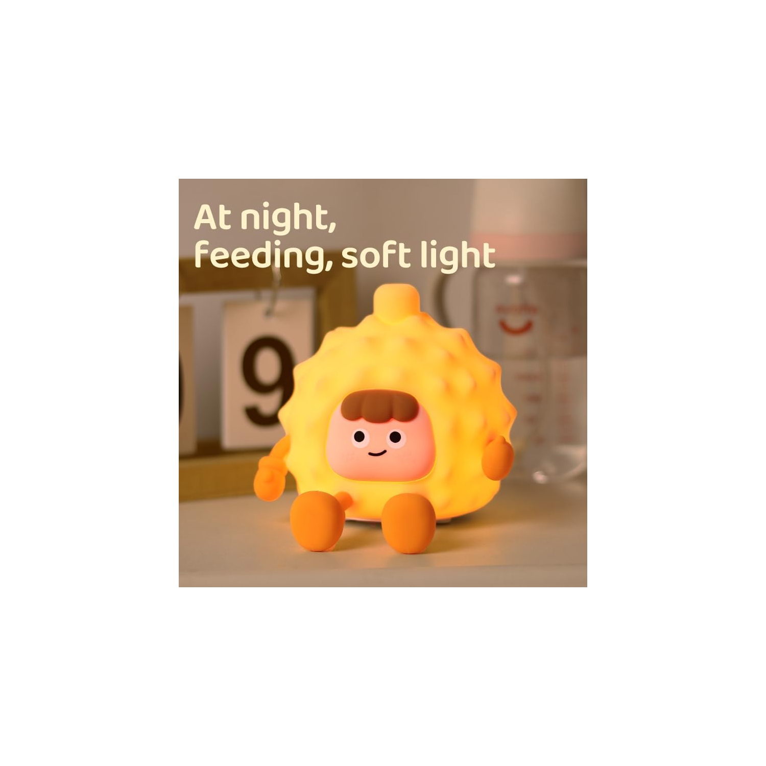 Cute cartoon durian lamp - food grade silicone material, soft light, anti-fall design, child safety nursery and camping lamp