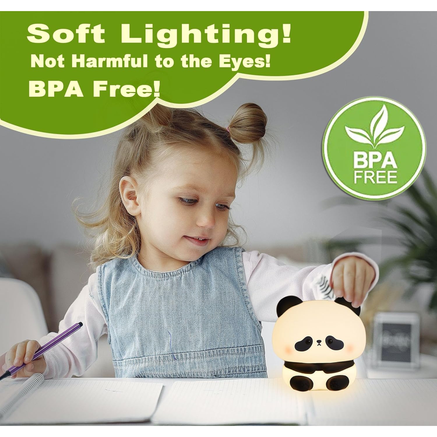 Panda Night Light – Food-Grade Silicone, 3-Level Touch Control, Nursery Essential & Perfect Kids’ Gift