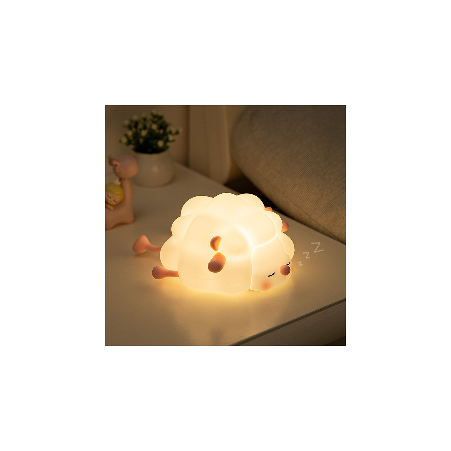Silicone sheep baby night light | Three-speed dimming | Food grade material | Soft light night light | Portable camping atmosphere light
