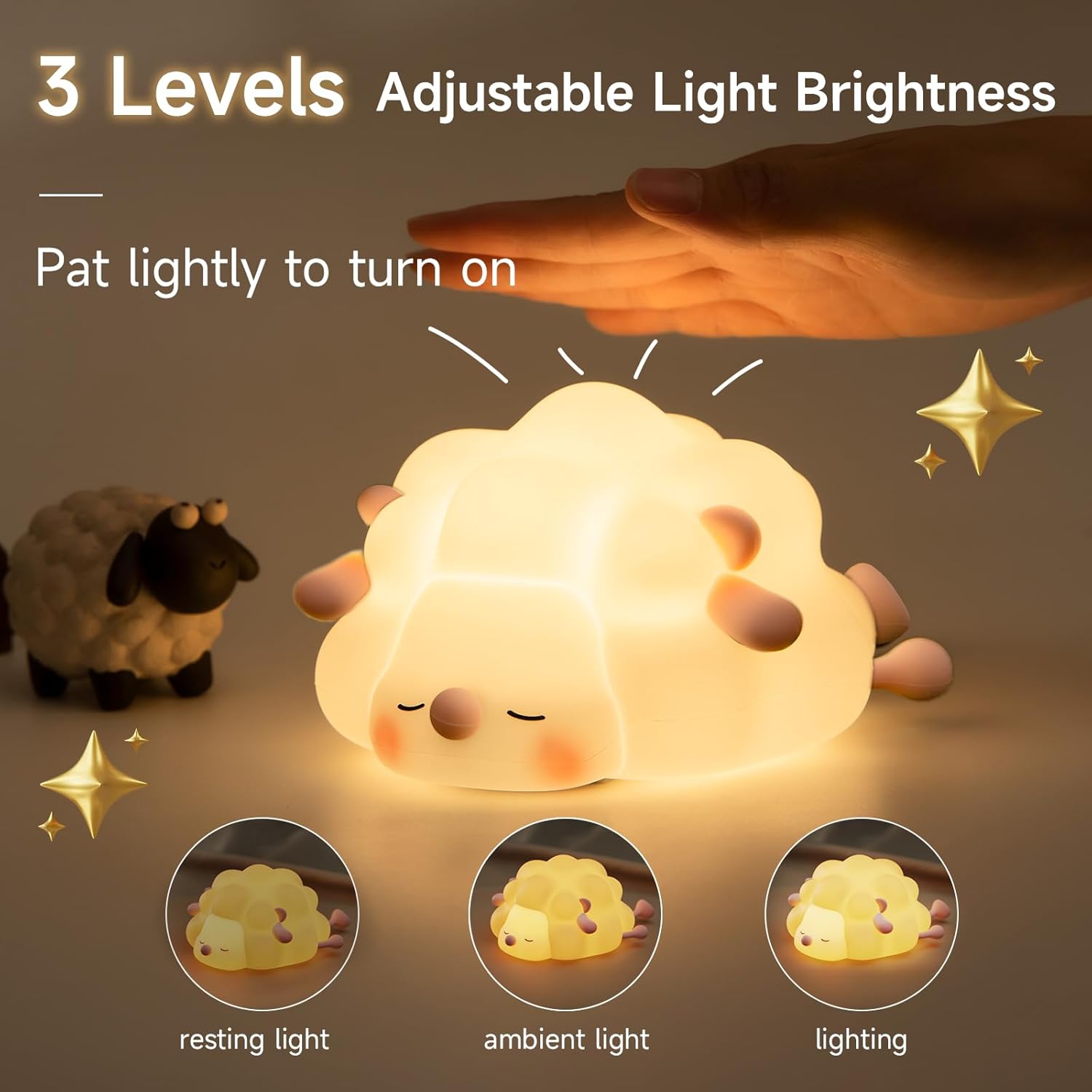 Silicone sheep baby night light | Three-speed dimming | Food grade material | Soft light night light | Portable camping atmosphere light