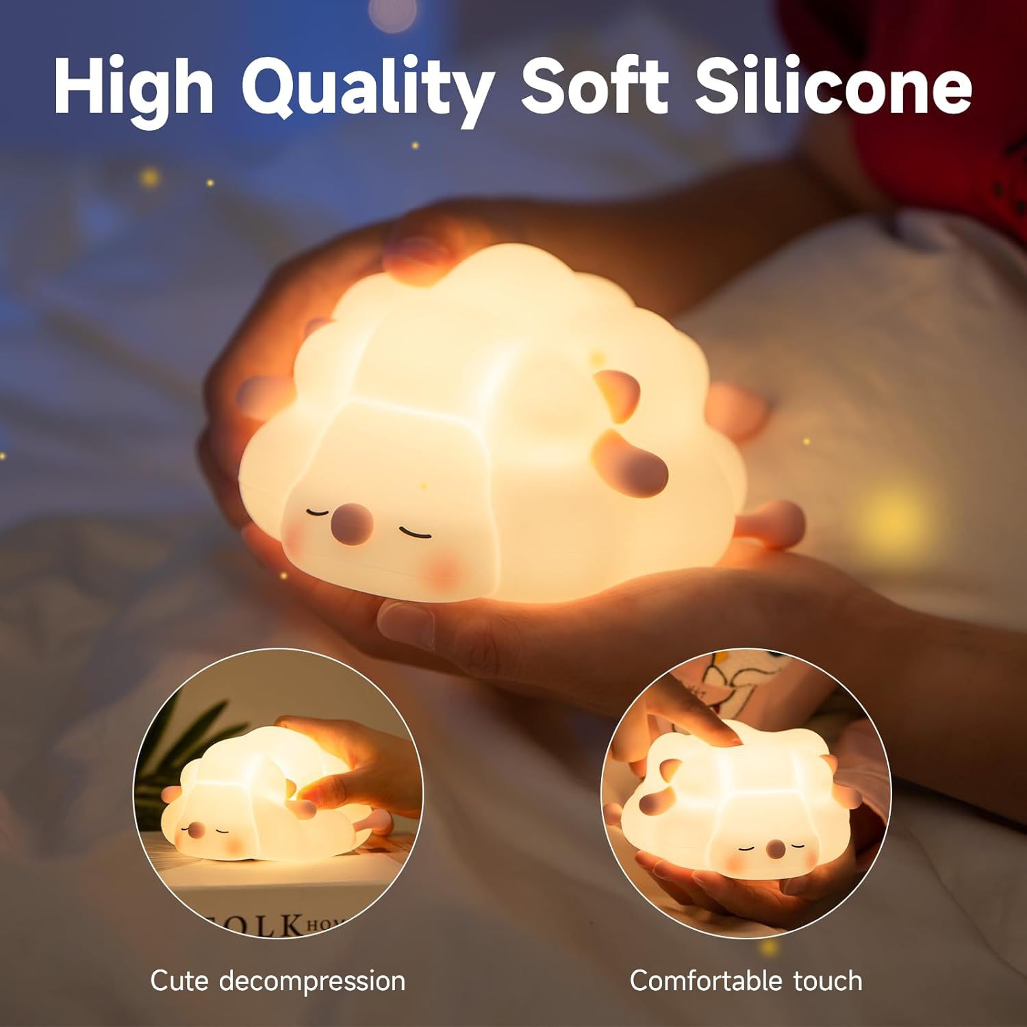 Silicone sheep baby night light | Three-speed dimming | Food grade material | Soft light night light | Portable camping atmosphere light