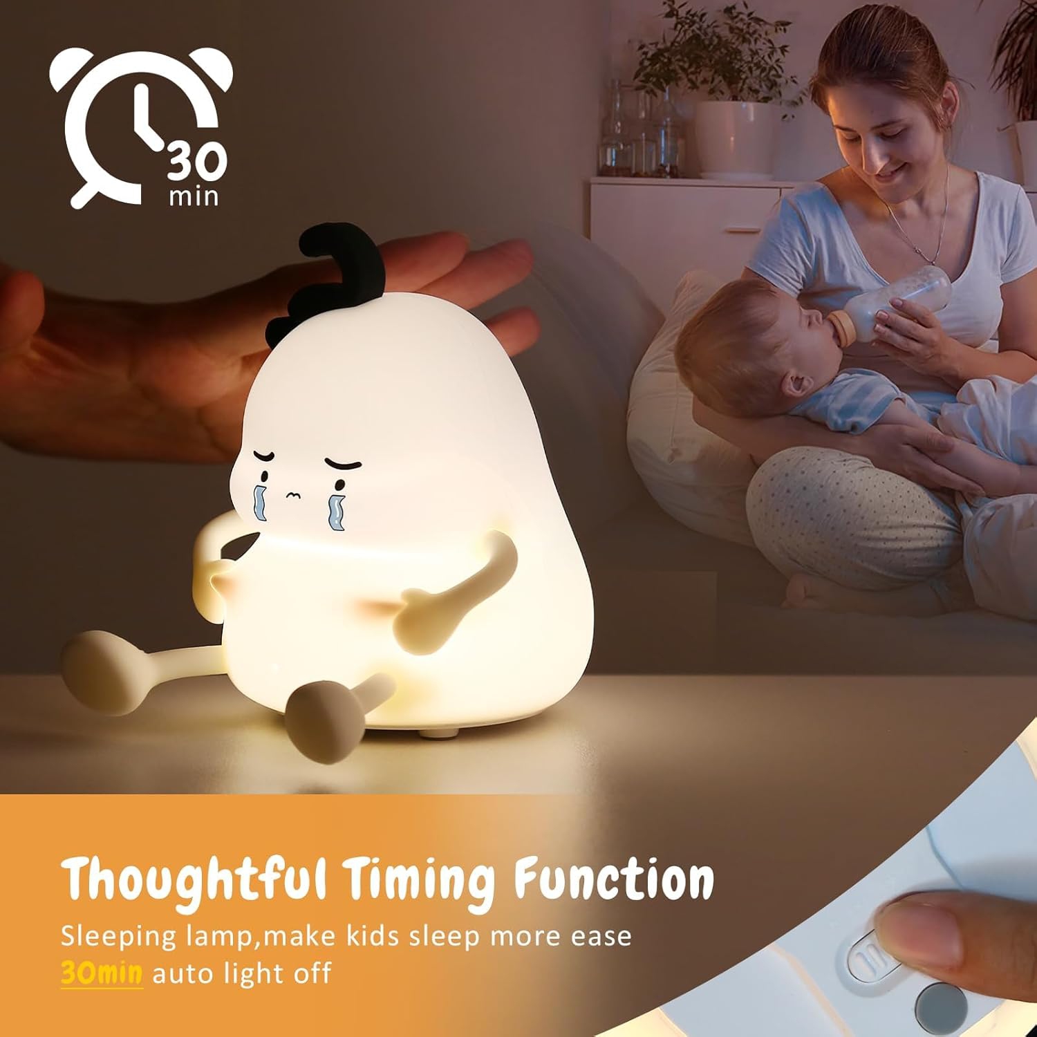 Silicone clapping lamp night light | stepless dimming + timing function | safe material | bedside reading lamp | soft light