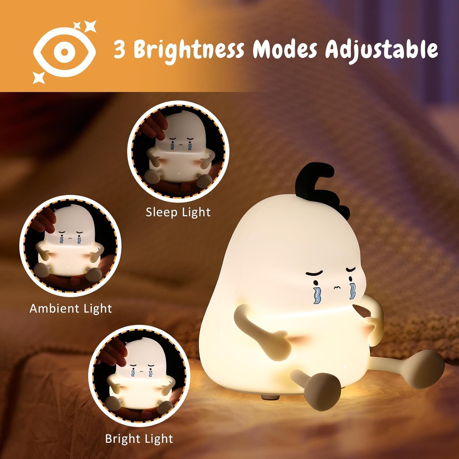 Silicone clapping lamp night light | stepless dimming + timing function | safe material | bedside reading lamp | soft light