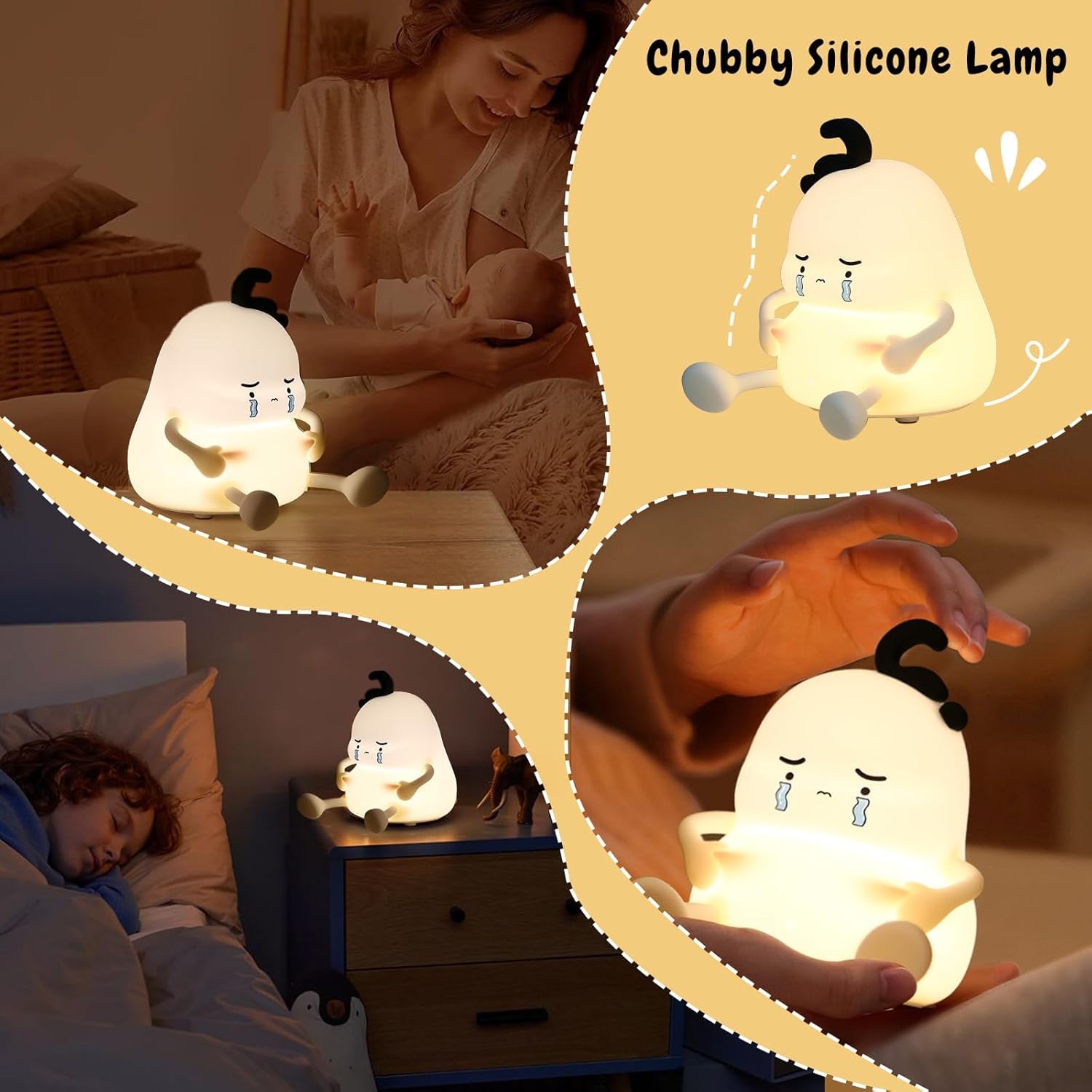 Silicone clapping lamp night light | stepless dimming + timing function | safe material | bedside reading lamp | soft light