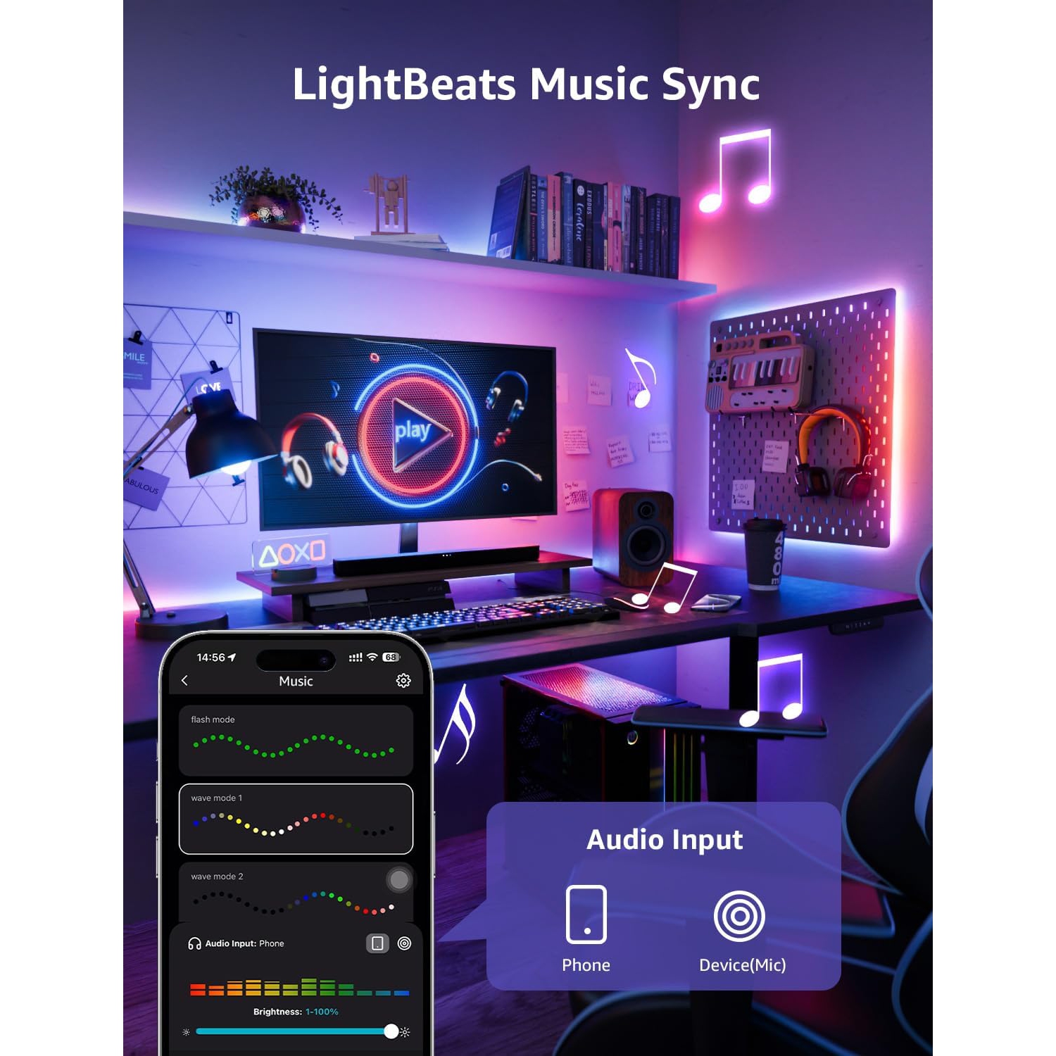 Lepro S1 AI LED Lights, 98.4ft WiFi RGBIC Led Lights Strip for Bedroom, Work with Alexa & Google LED Strip Lights, Music Sync LLM RGB Lights