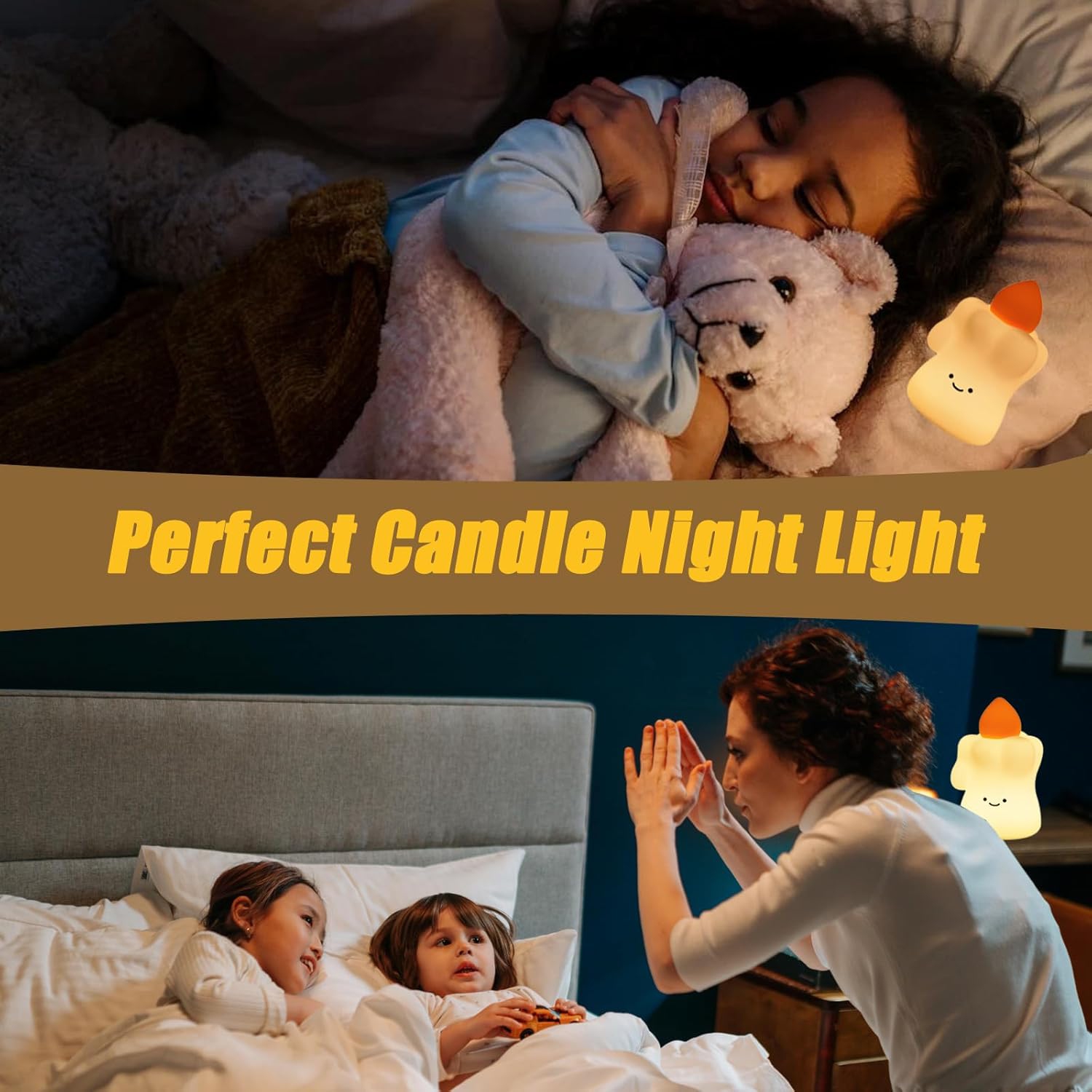 Candle pat lamp night light - three levels of touch, soft light, food-grade silicone material, exquisite gift recommendation