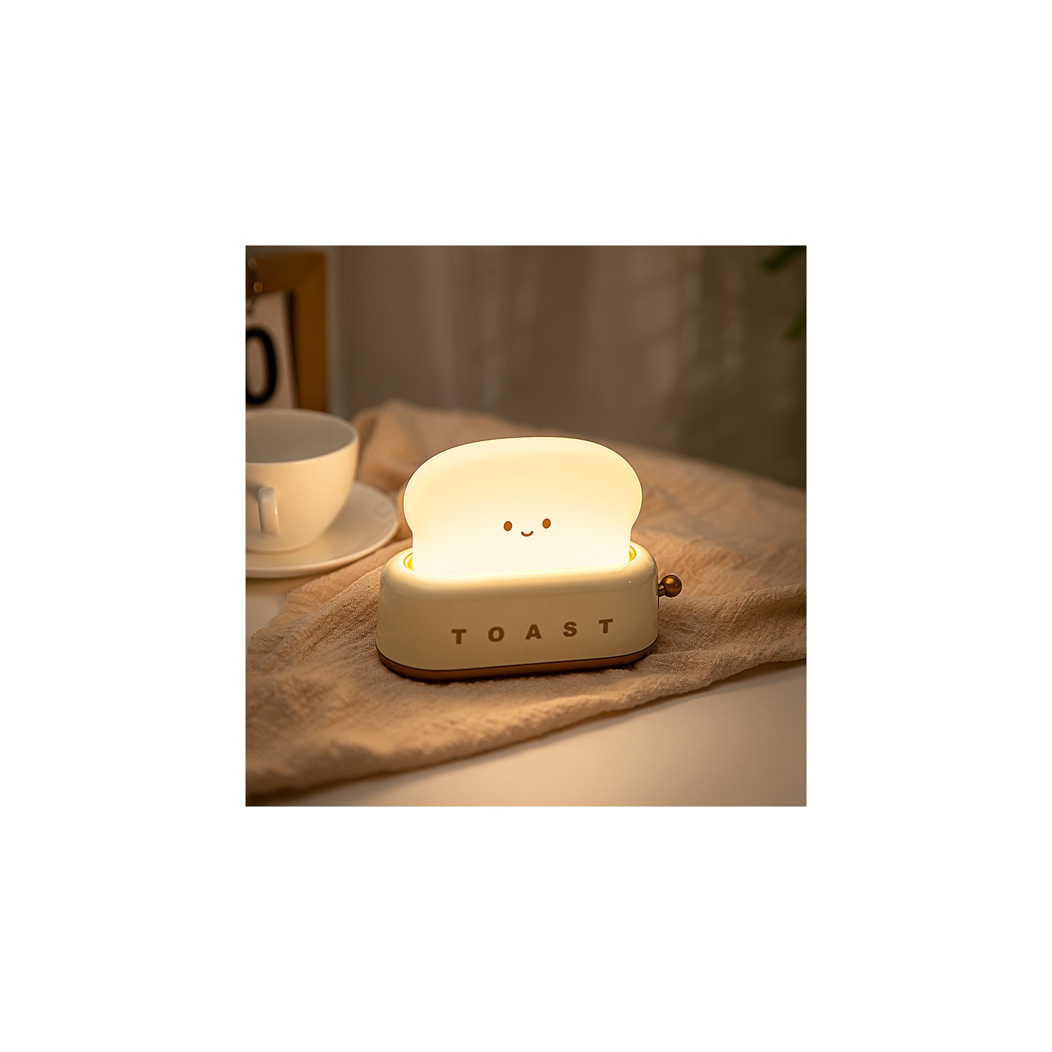 Yellow toaster Night Light - Rechargeable, Dimmable & Timer, 800mAh Battery, Cute Smile Design for Nursery/Bedroom/Decor