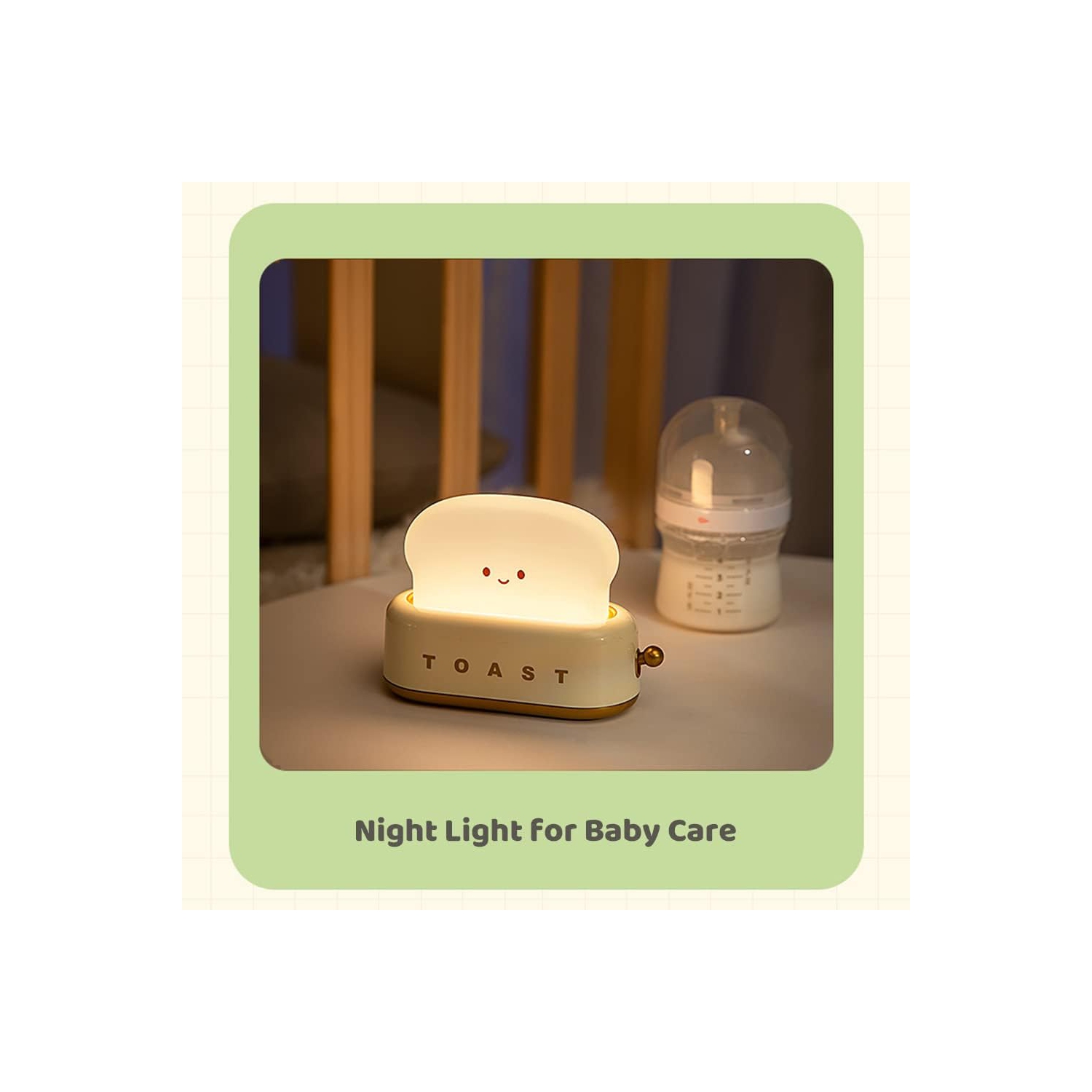 Yellow toaster Night Light - Rechargeable, Dimmable & Timer, 800mAh Battery, Cute Smile Design for Nursery/Bedroom/Decor