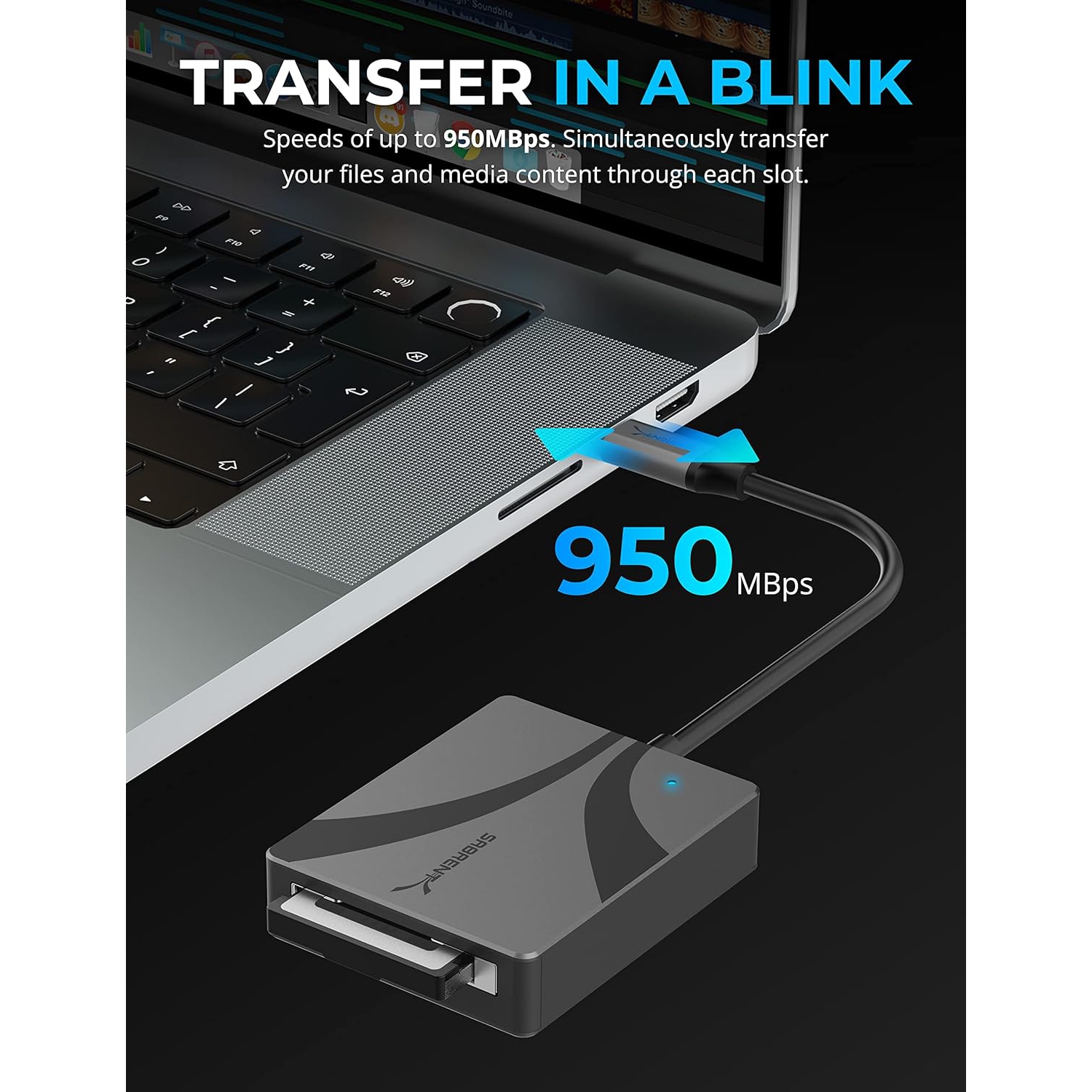 Lecteur de cartes CF Express de type B de SABRENT - USB de type C 3.2x2 10&nbsp;Gb/s, transfert de données haute vitesse, prêt à l'emploi, compatible