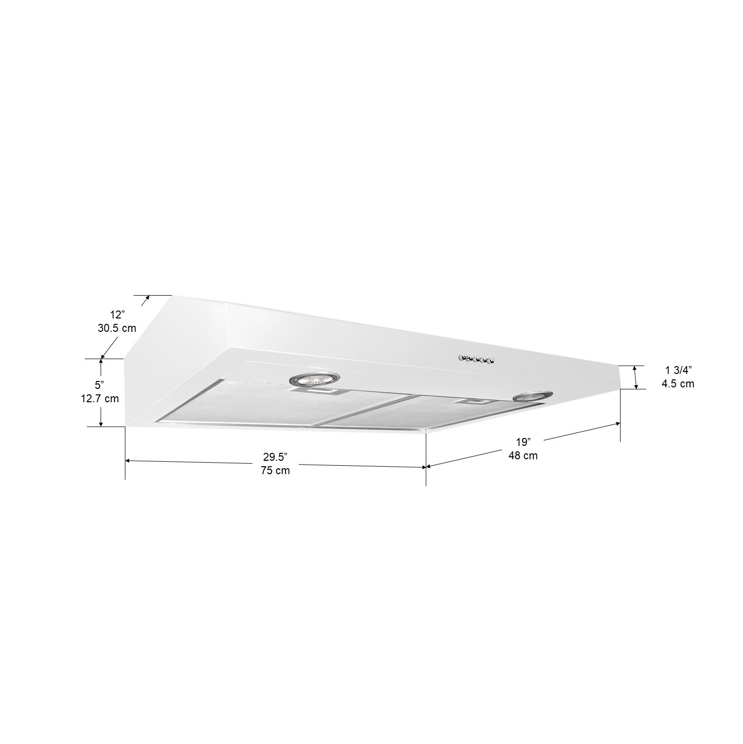 Slim SDW330 30" 325 CFM Ducted Under-Cabinet Range Hood in White
