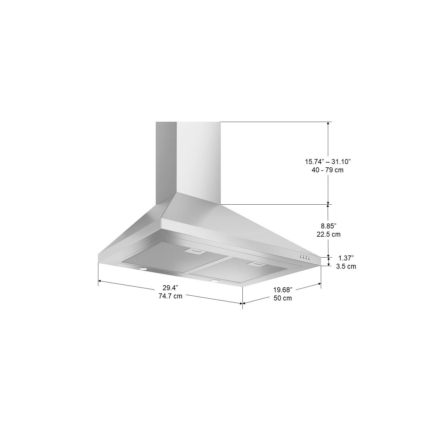 Pyramid 30" 400 CFM Ducted Wall-Mount Pyramid Range Hood in Stainless Steel