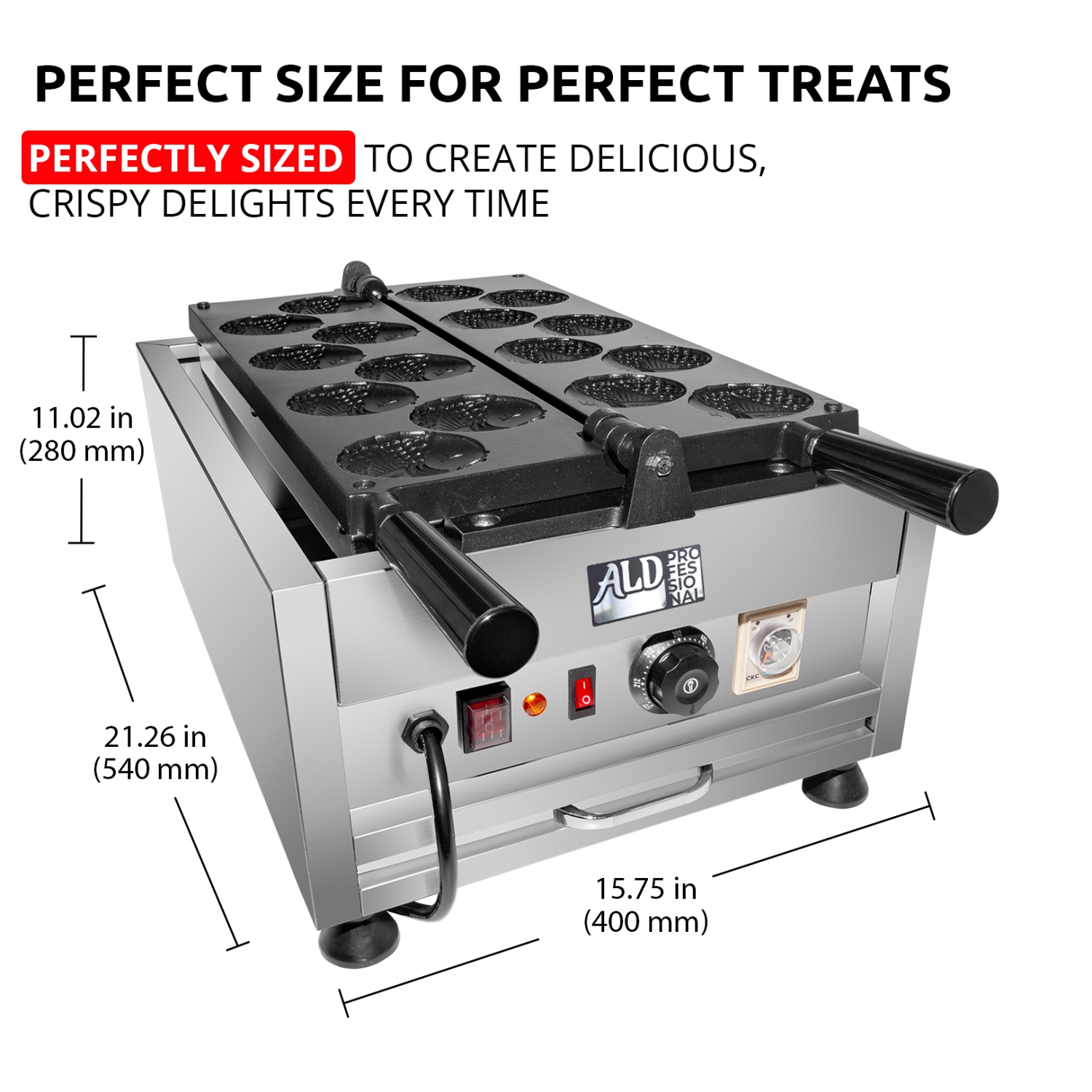 AP-260 Taiyaki Fish Waffle Maker | 8 Round-Shaped Waffles | Nonstick Coating | 110V