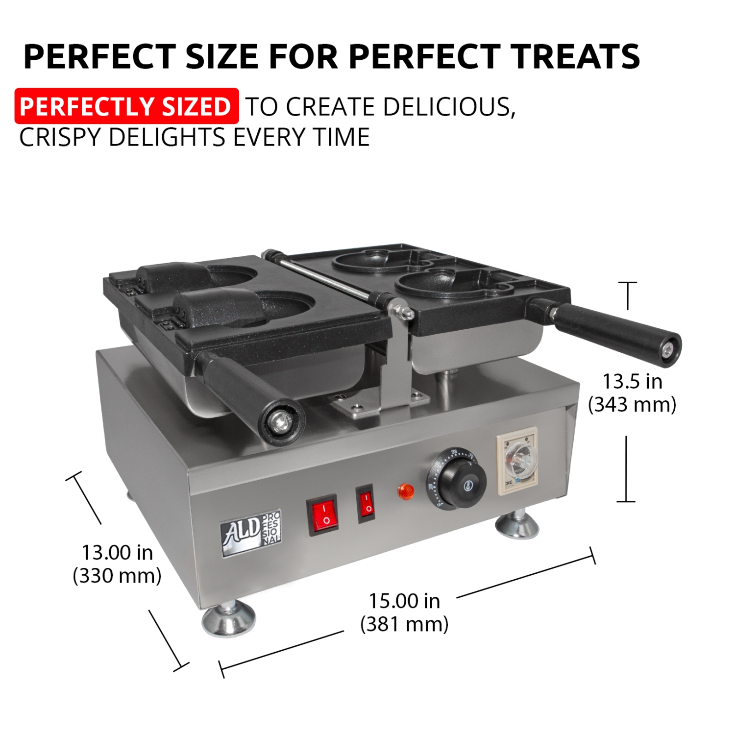 AP-196 Taiyaki Bear Waffle Maker | Bear Shaped Waffles Taiyaki Iron | Stainless Steel | 2 Bear Head Waffles | 110V