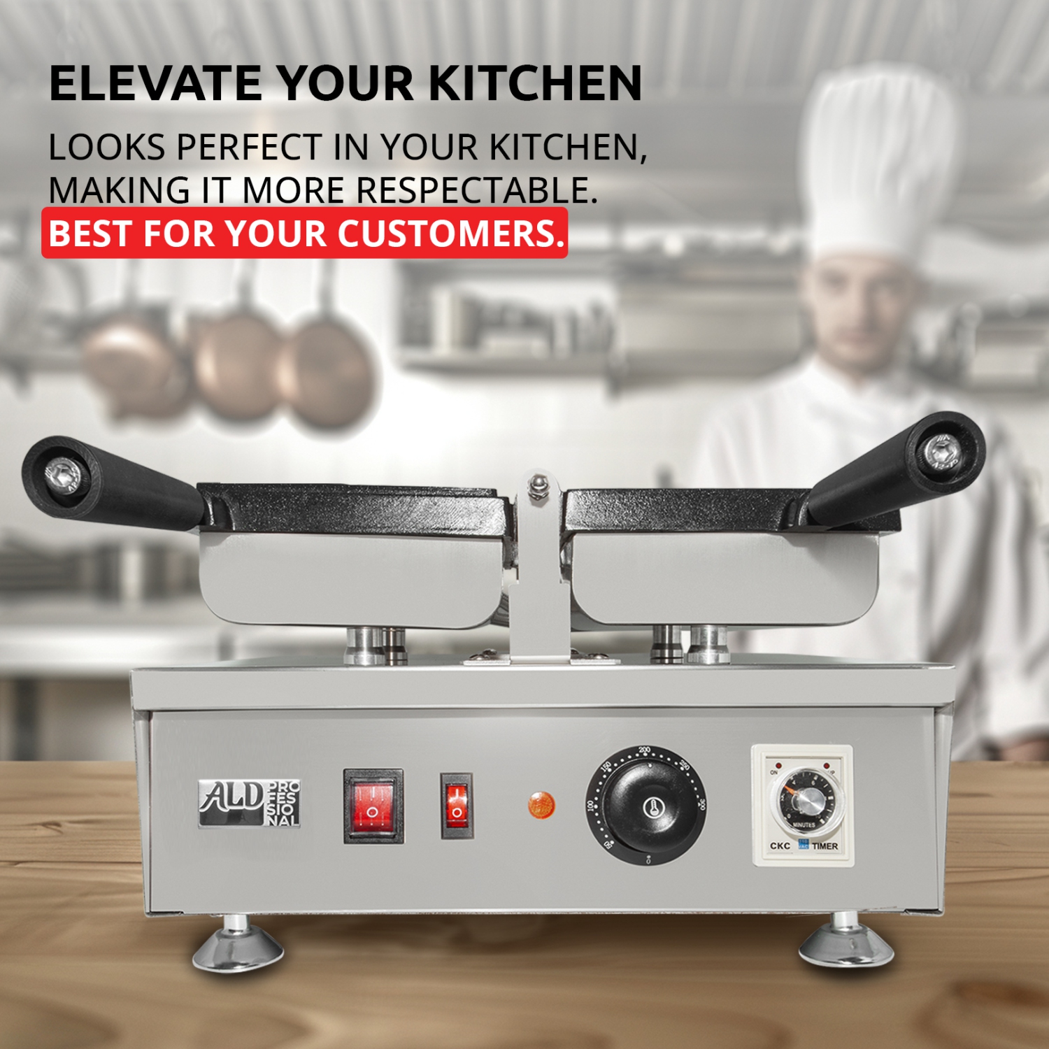 AP-196 Taiyaki Bear Waffle Maker | Bear Shaped Waffles Taiyaki Iron | Stainless Steel | 2 Bear Head Waffles | 110V