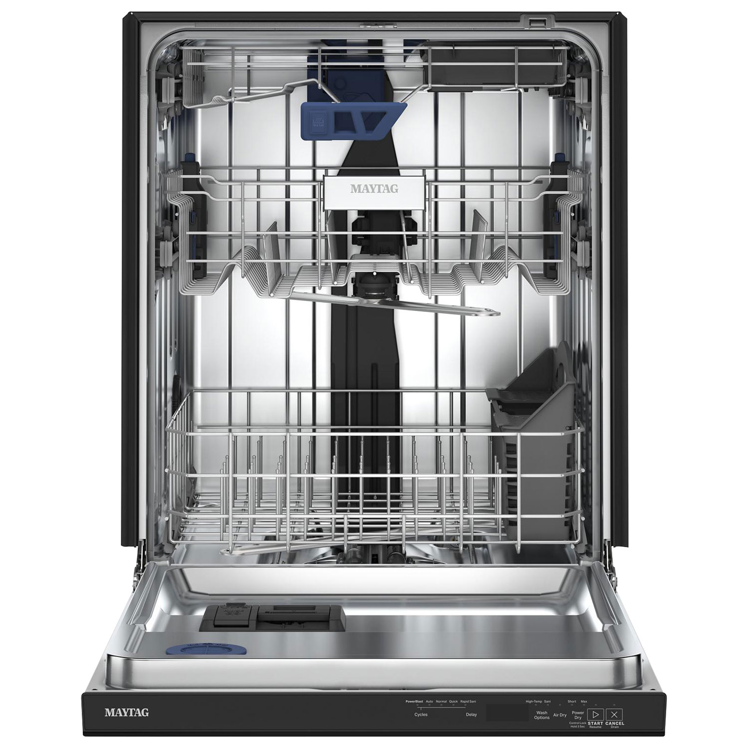 Lave-vaisselle encastrable 24 po 47 dB avec cuve inox et troisième panier de Maytag - Noir