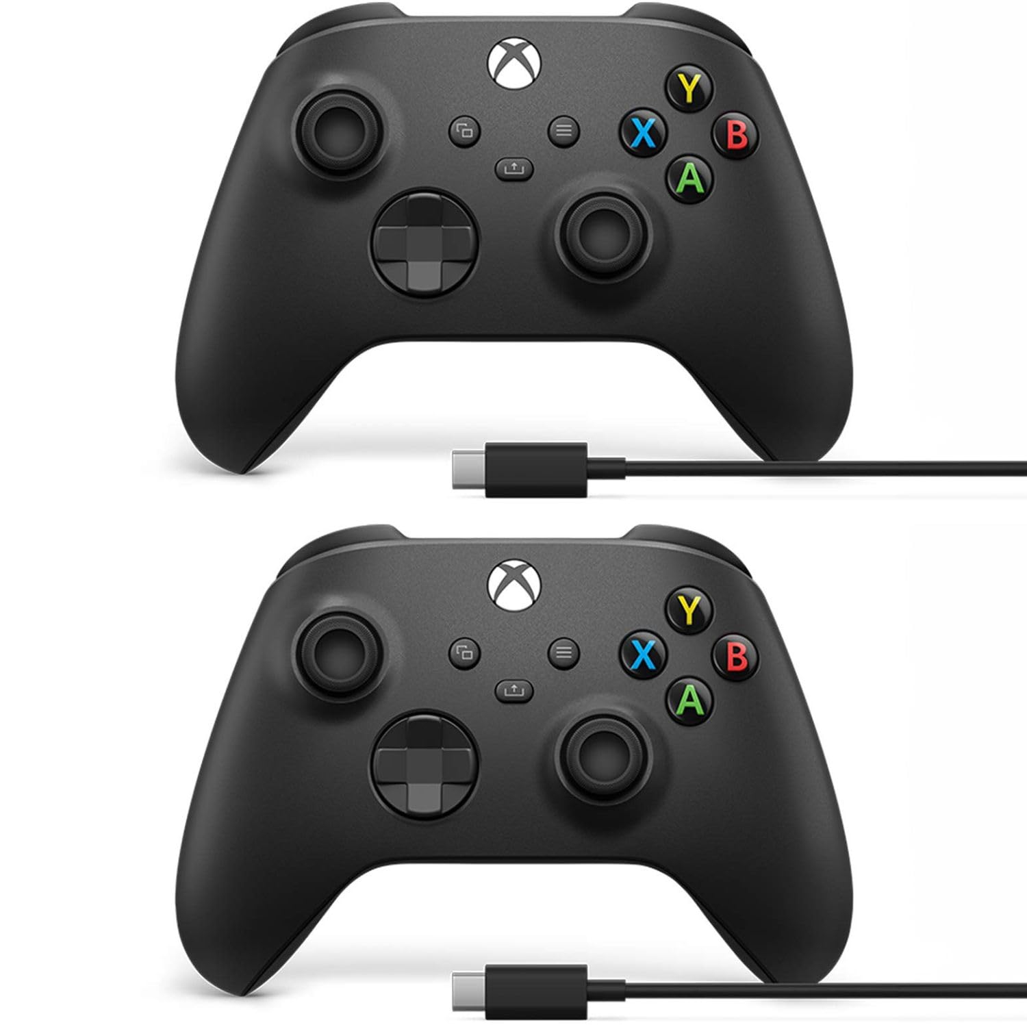 Manette sans fil Xbox, noir carbone - Paquet de 2 avec câbles USB-C pour PC