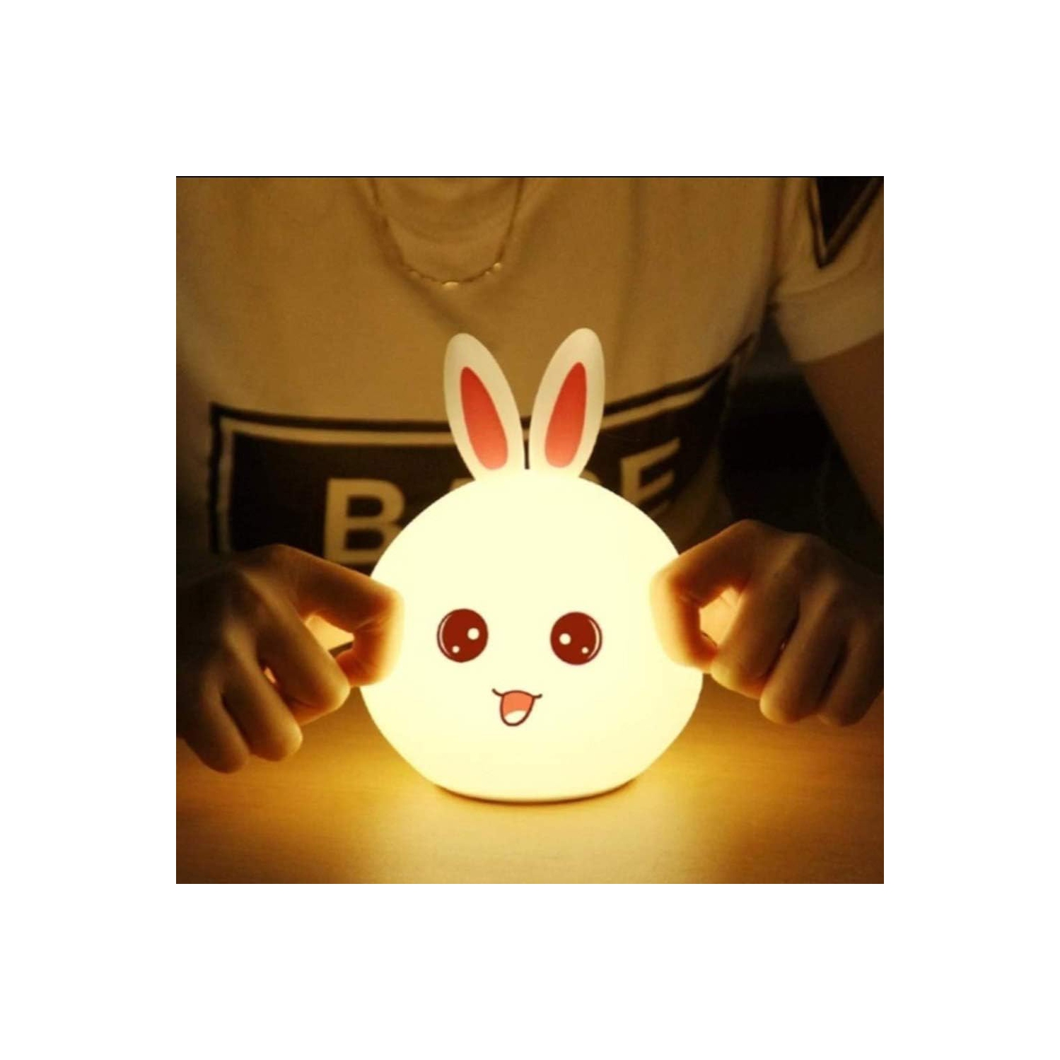 Lampe lapin, veilleuse LED lapin, veilleuse pour enfants, veilleuse pour bébé, lampe à capteur tactile USB en silicone à commande tactile