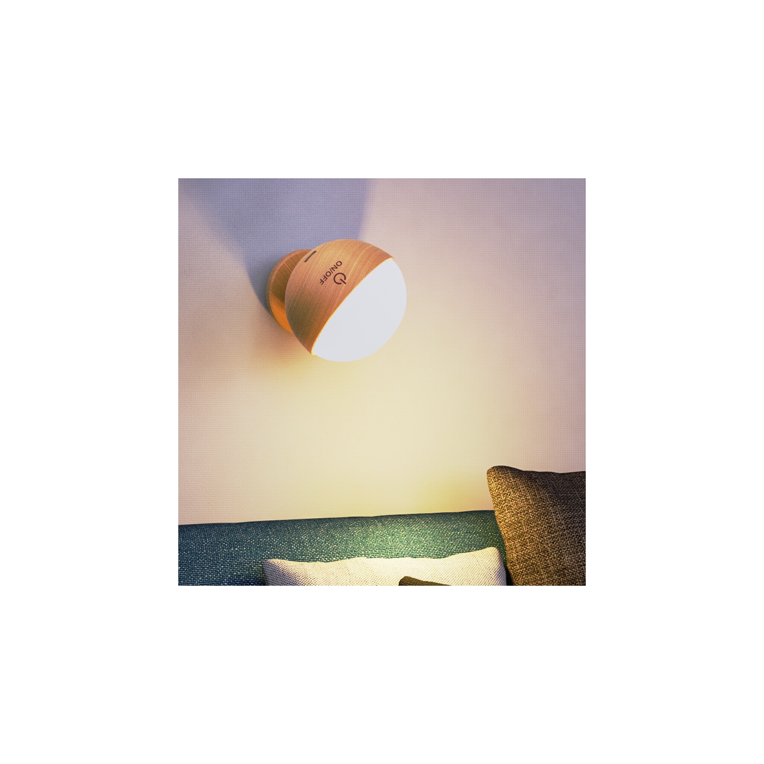 Touch wooden wall lamp - stepless dimming, magnetic, simple and modern, rotatable LED night light, magnetic wireless, adhesive backing design