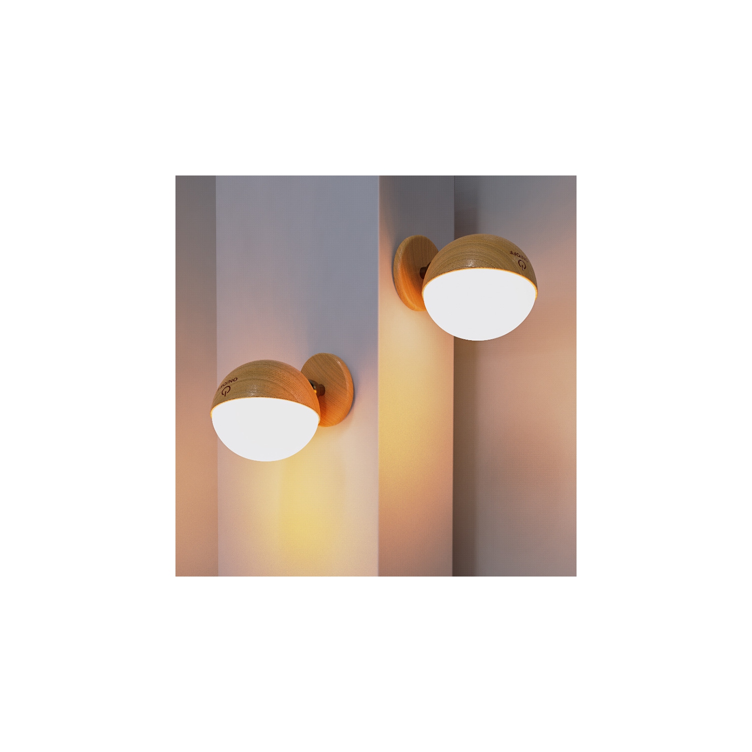 Touch wooden wall lamp - stepless dimming, magnetic, simple and modern, rotatable LED night light, magnetic wireless, adhesive backing design