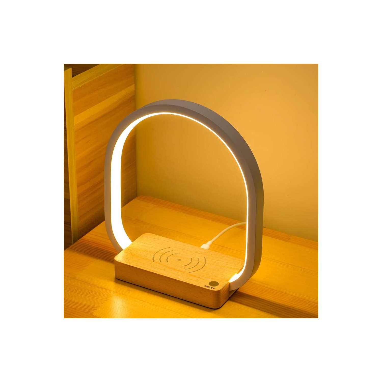Bedside Lamp 10W Wireless Charging LED Table Lamp with Touch Control Desk Lamp Eye Protection Reading Lamp Suitable for Kids, Adults, Home, Dormitory