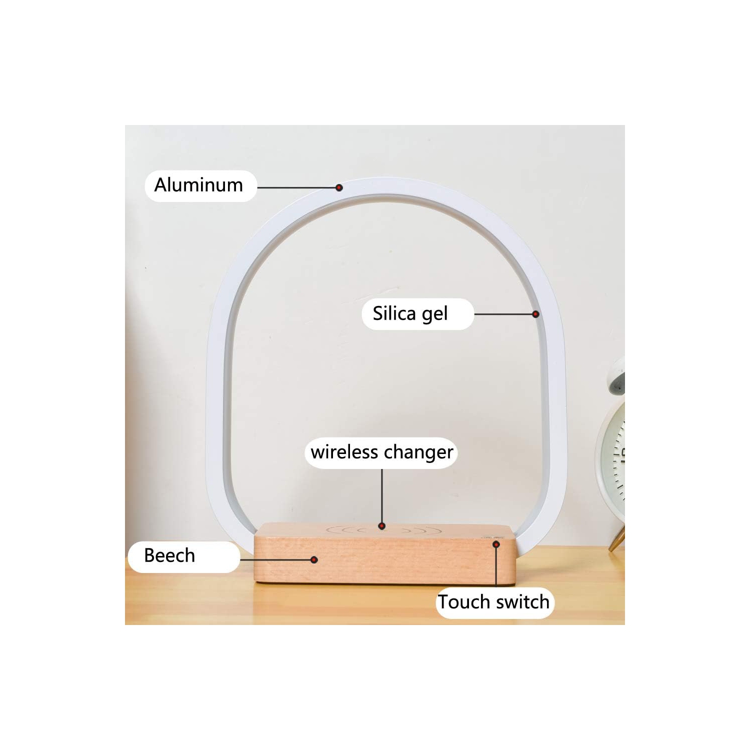 Bedside Lamp 10W Wireless Charging LED Table Lamp with Touch Control Desk Lamp Eye Protection Reading Lamp Suitable for Kids, Adults, Home, Dormitory