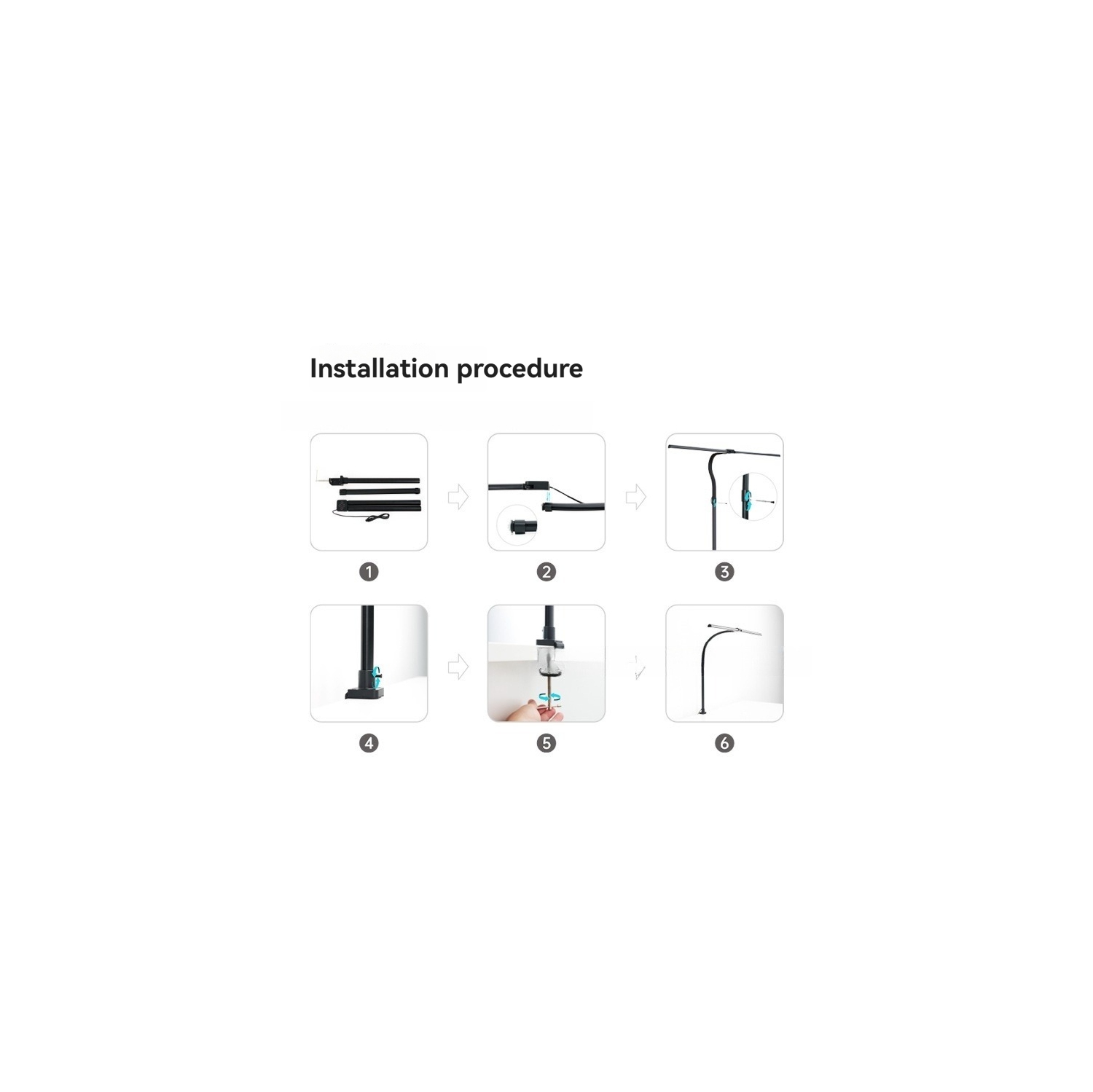 Lampe de bureau à pince réglable – 5 modes de couleur, réglage de l'angle de 360°, lampe de protection oculaire pour le bureau/l'étude