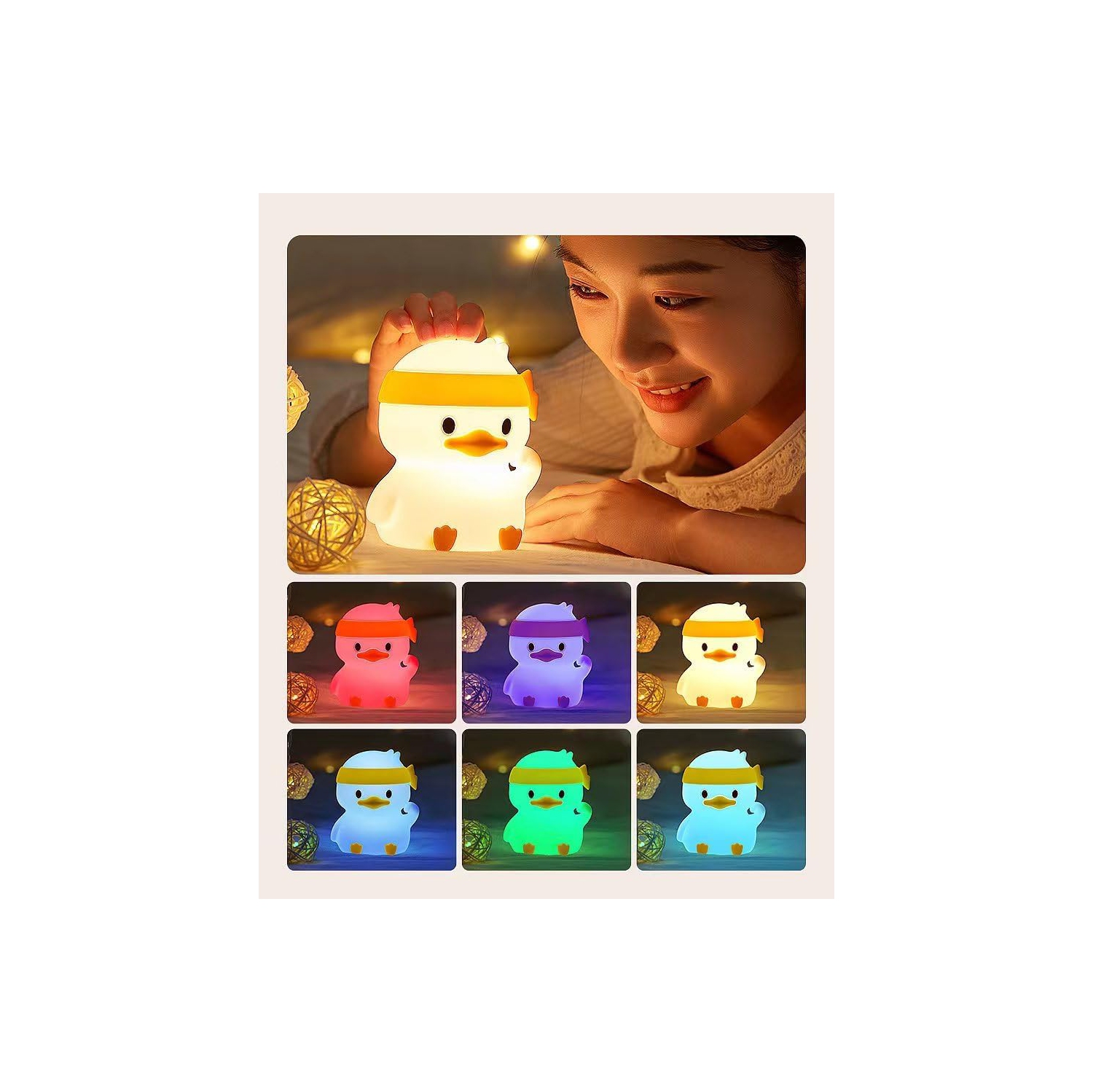 Come on duck baby night light - colorful color change, soft light, portable, eye protection, relieve fear of darkness, easy to carry, silicone pat
