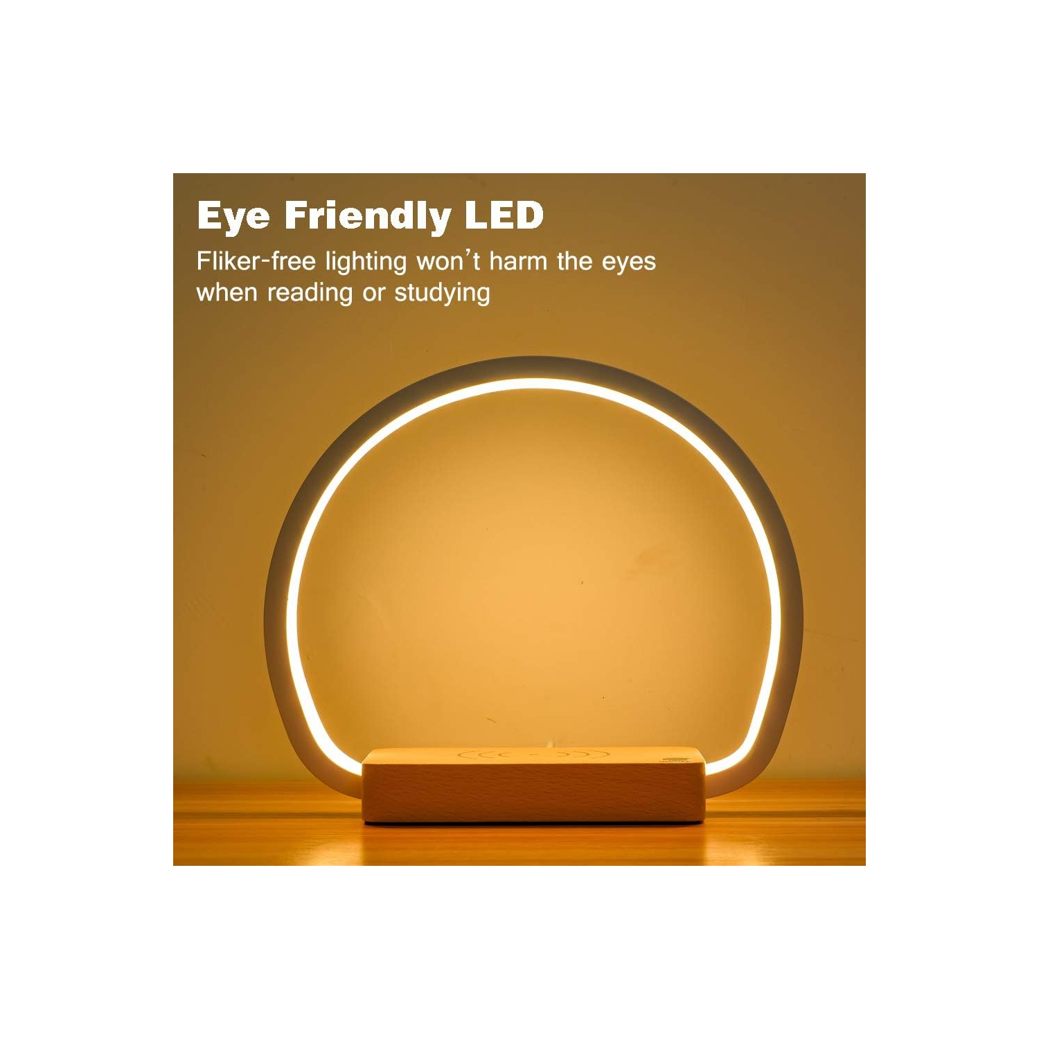 Bedside Lamp 10W Wireless Charging LED Table Lamp with Touch Control Desk Lamp Eye Protection Reading Lamp Suitable for Kids, Adults, Home, Dormitory