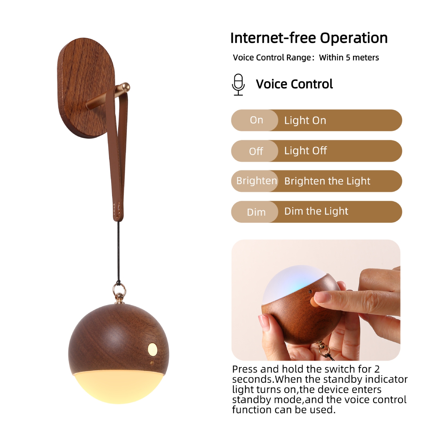 Multi-function touch voice lamp - wireless hanging night light, USB charging, dimmable, suitable for home decoration