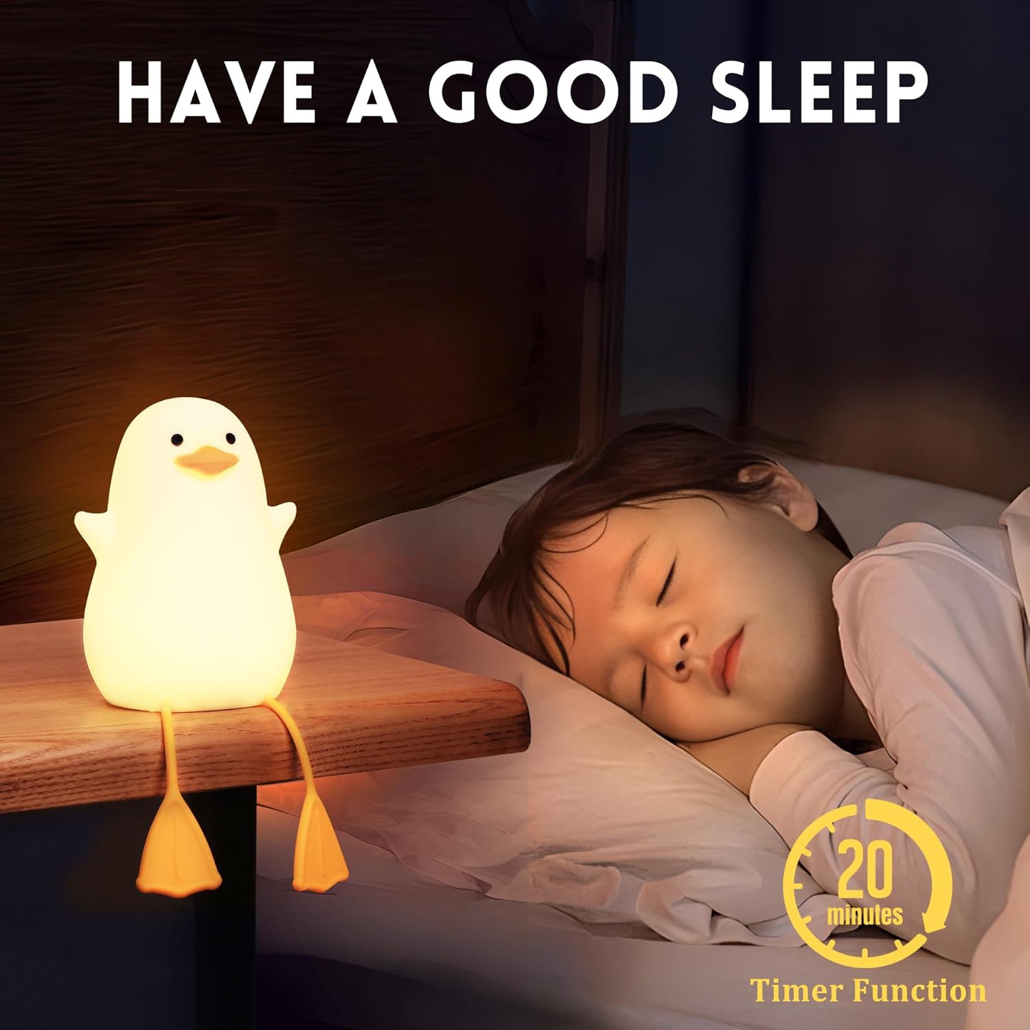 European duck baby night light - colorful color change, soft light, portable, eye protection, relieve fear of darkness, easy to carry, silicone pat