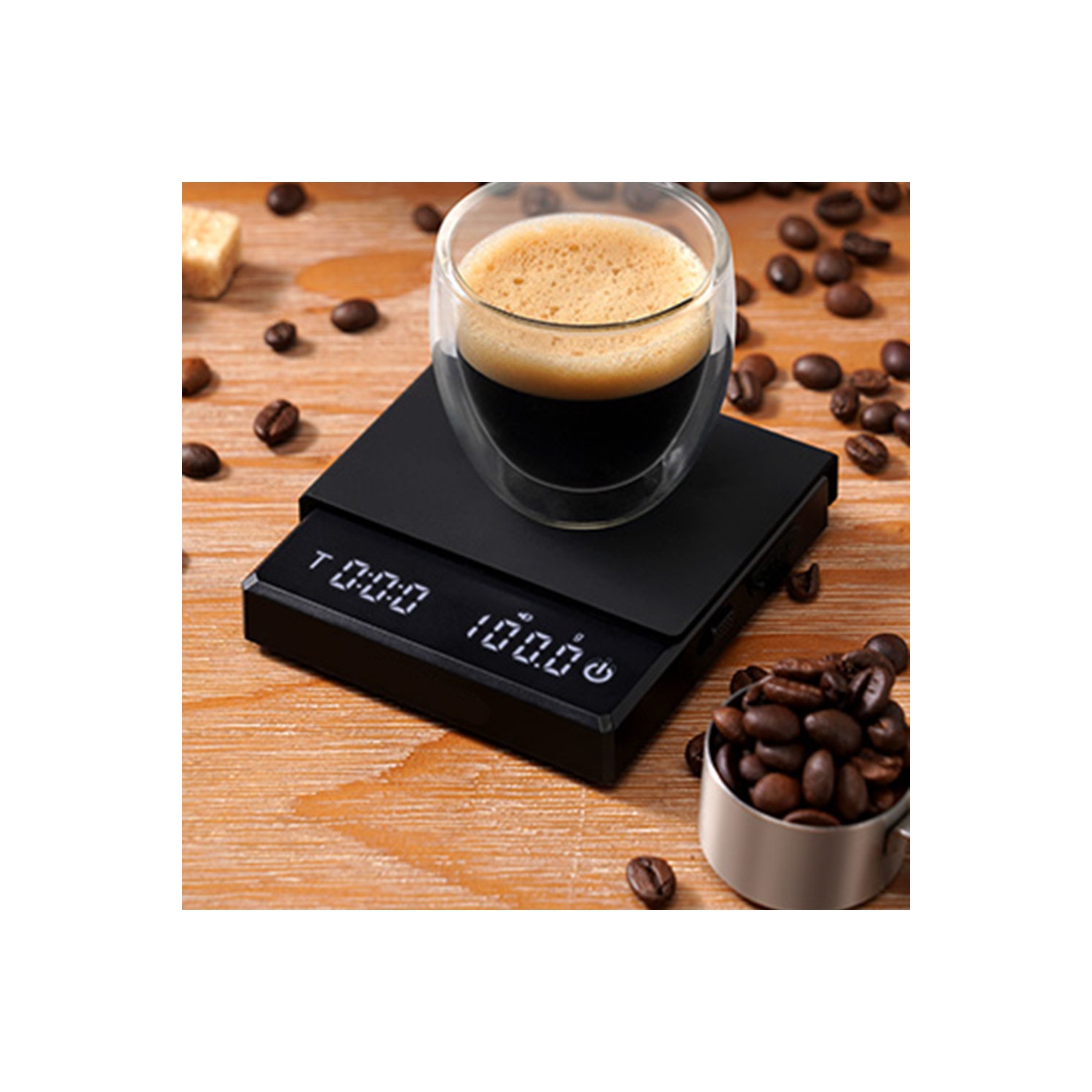 Pèse-café barista – Coquille en silicone résistant à la chaleur, décollement automatique, minuterie de balance de cuisson pour la cuisine maison,