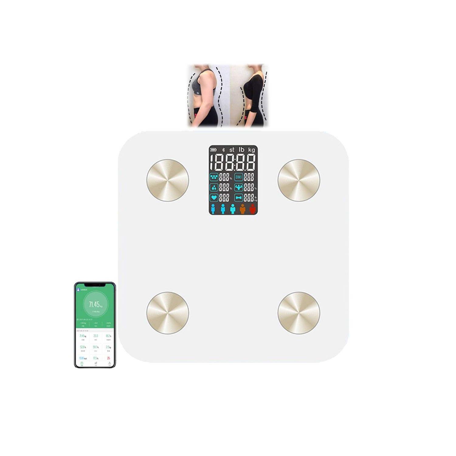 Pèse-personne intelligent professionnel pour la maison – Analyse corporelle à indicateurs multiples, données synchronisées, utilisation à la maison