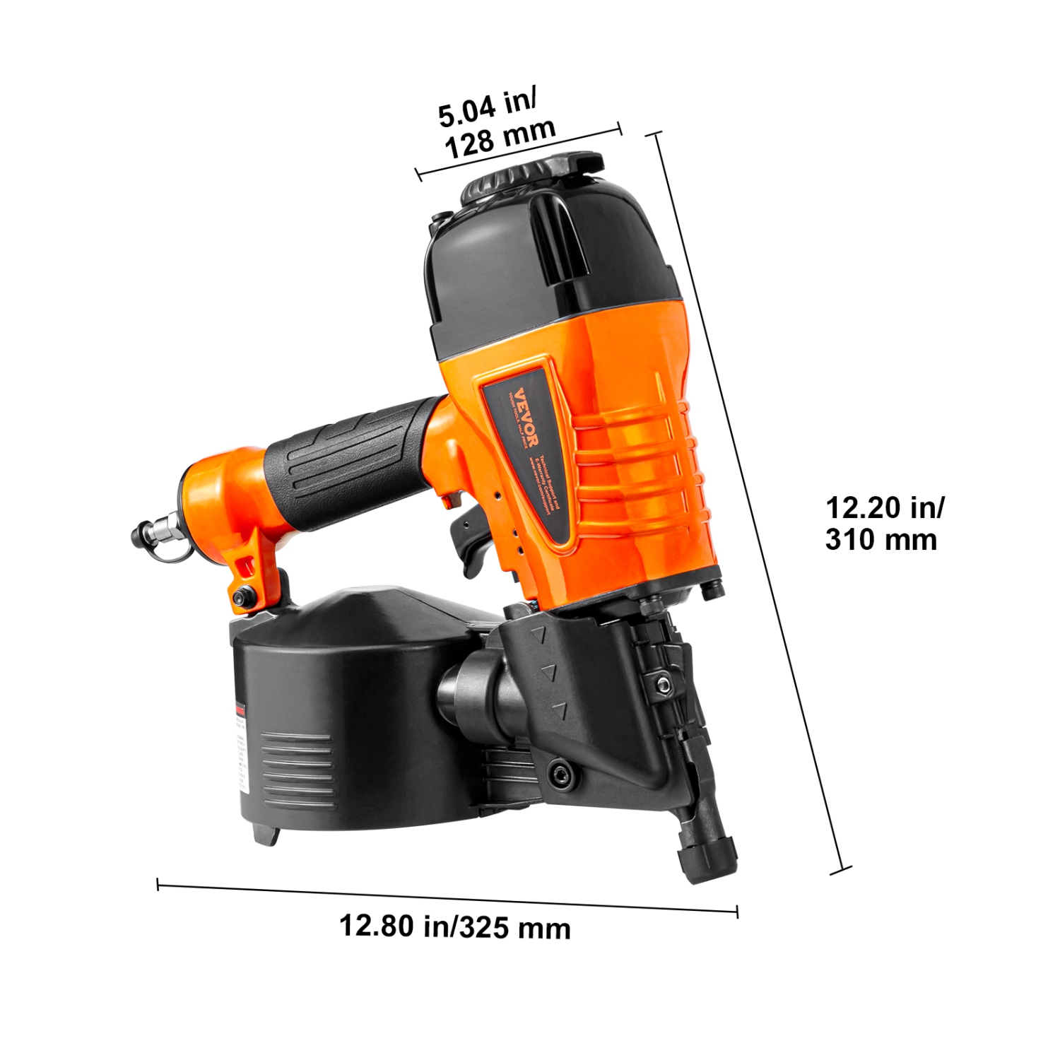 VEVOR CN65 Coil Siding Nailer,1-1/4" to 2-1/2" 15 Degree Pneumatic Siding Nail Gun with Tool-Less Depth Adjustment,70-120PSI for Siding,Pallet