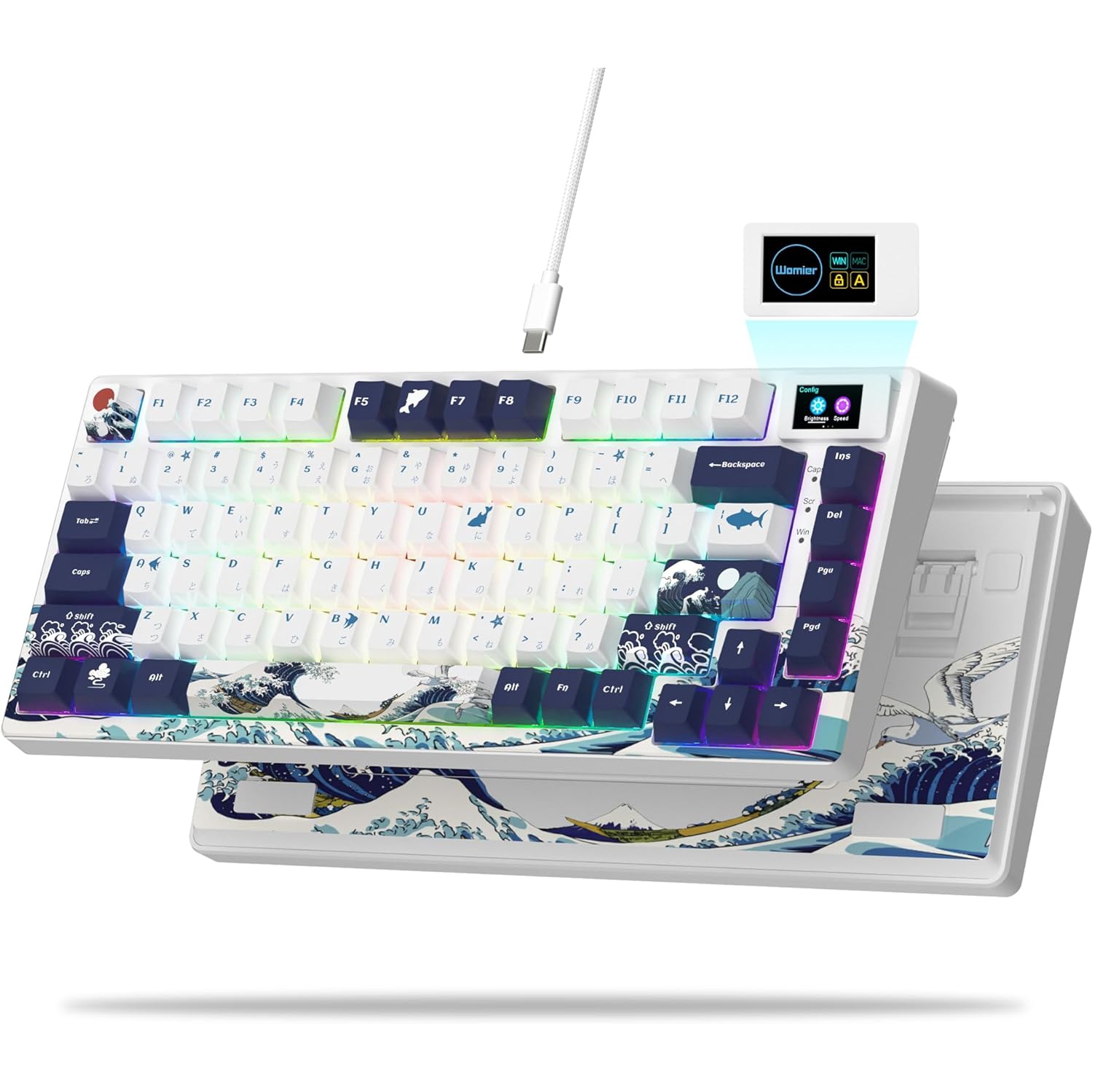 Womier S-K80 75% Keyboard with Color Multimedia Display Mechanical Gaming Keyboard, Wired Hot Swappable Gasket Mount RGB Custom Key Board, Pre-lubed